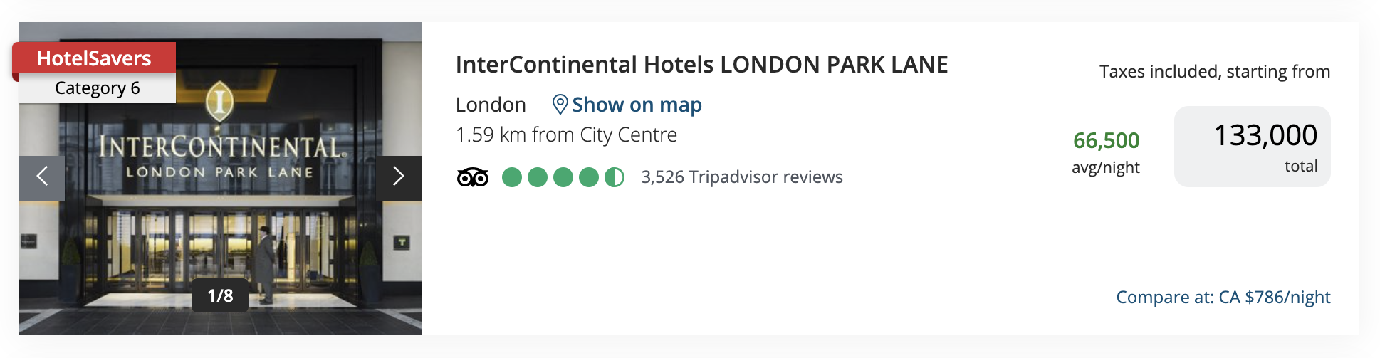 Aeroplan HotelSavers InterContinental London Park Lane