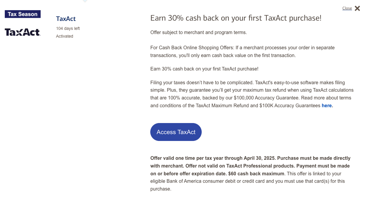 BankAmeriDeal January 2025 TaxAct BankAmeriDeal January 2025 TaxAct