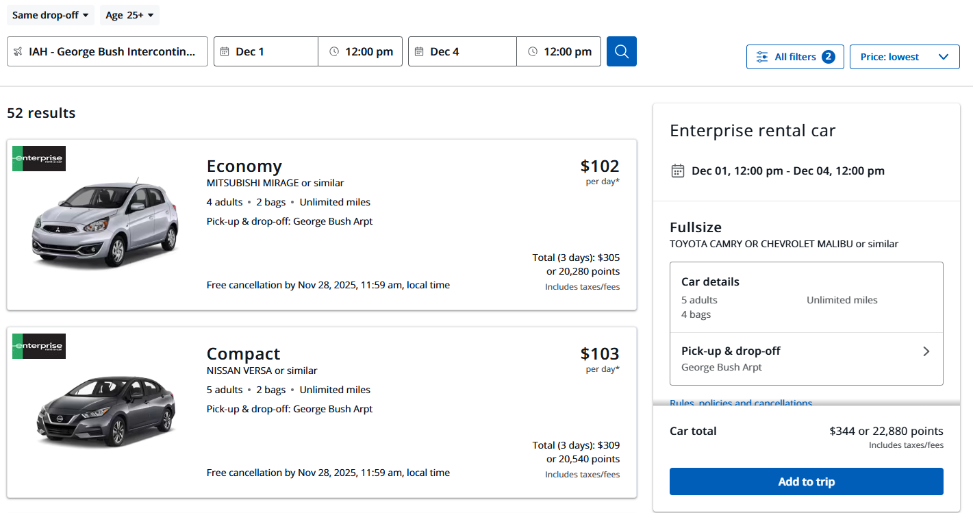 Booking a rental car in Chase Travel Booking a rental car in Chase Travel