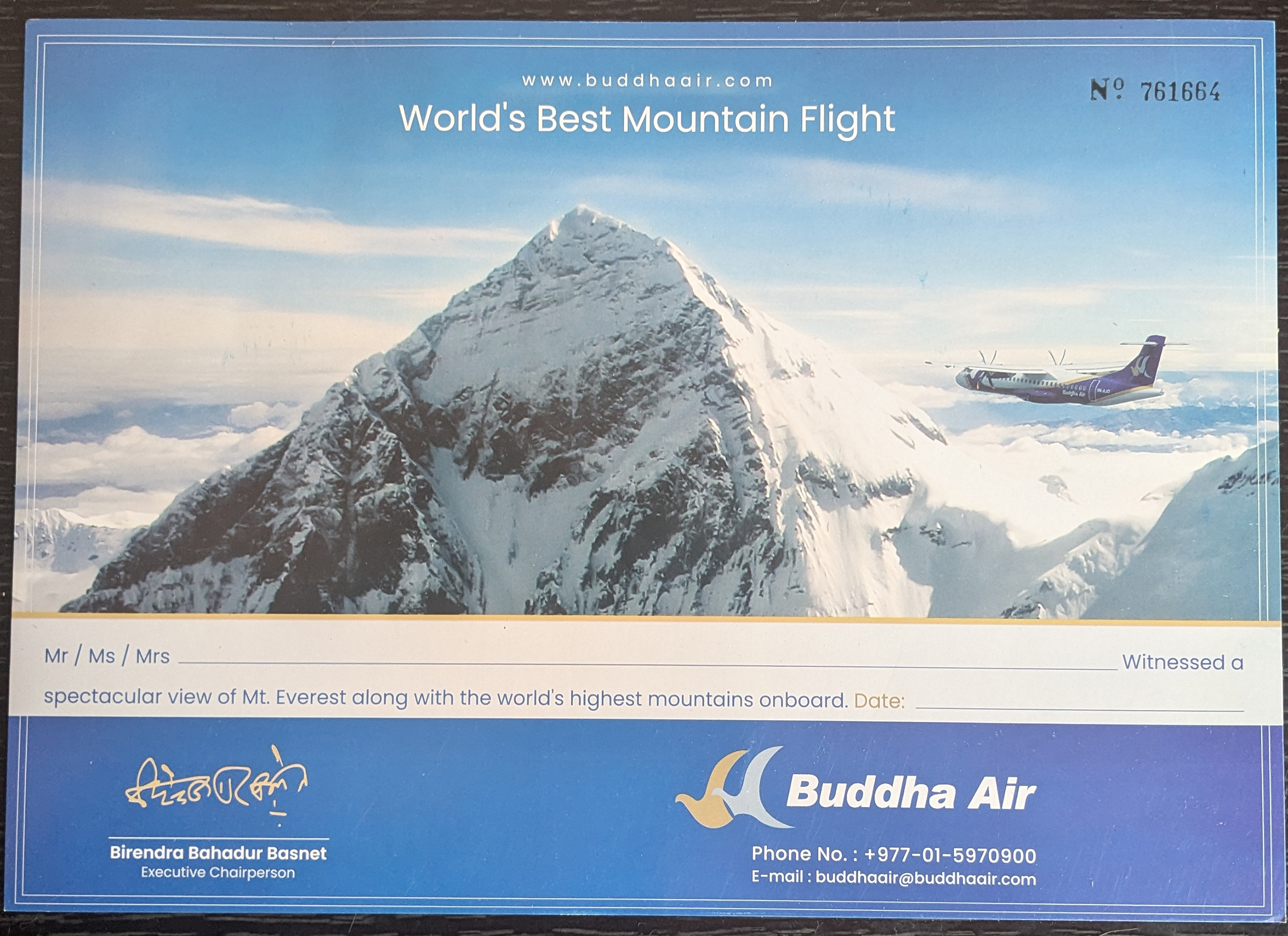 Buddha Air Mountain Flight Certificate Buddha Air Mountain Flight Certificate