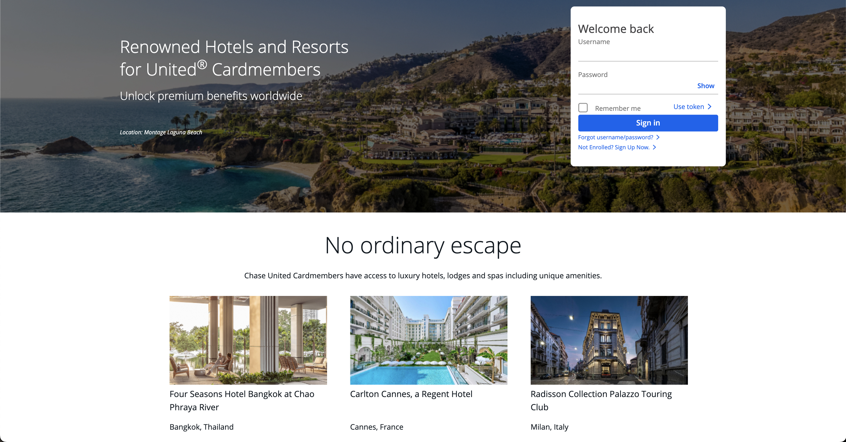 Chase United Renowned Hotels portal