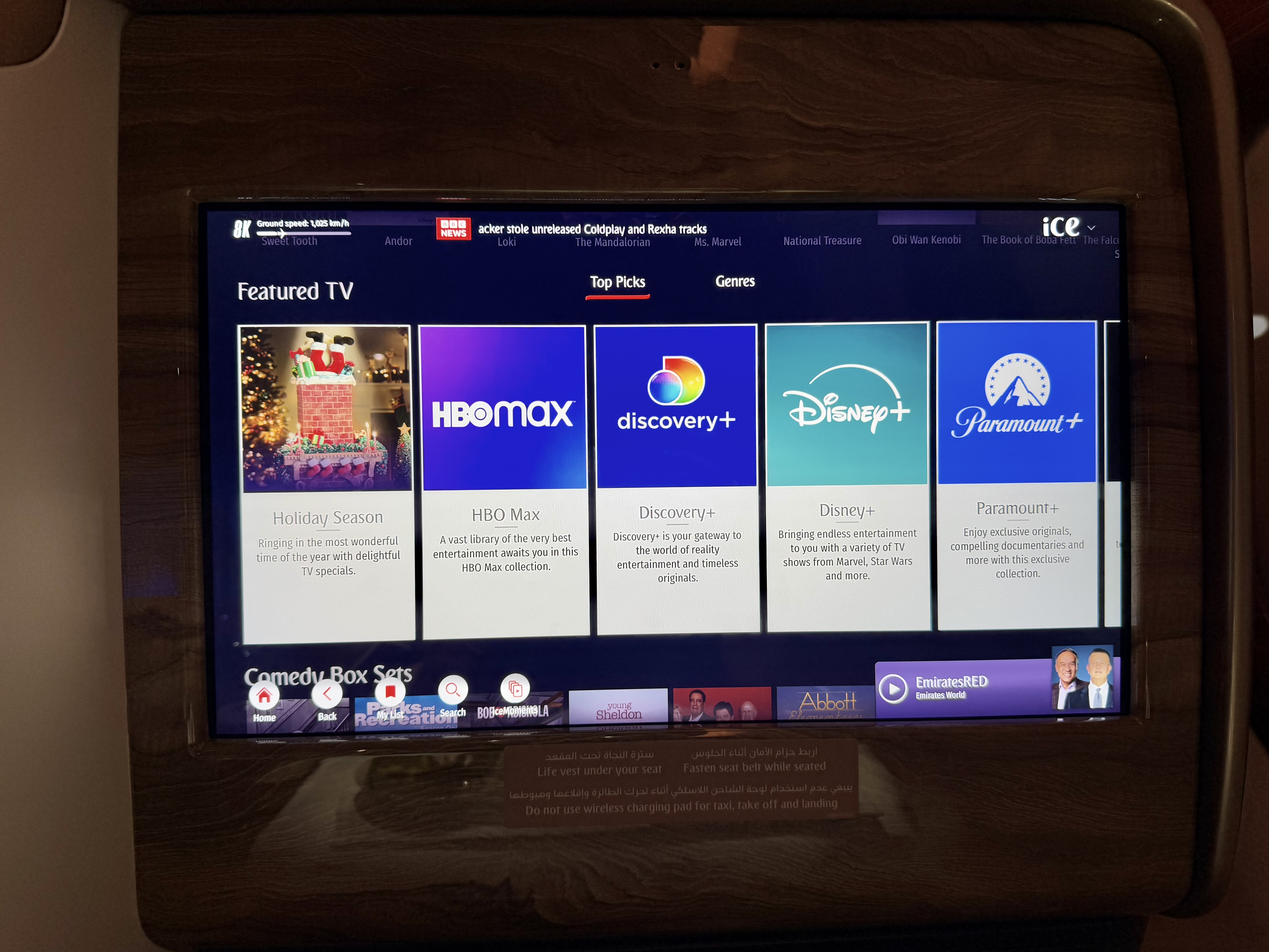 Emirates Airbus A350 business class IFE subscription channels