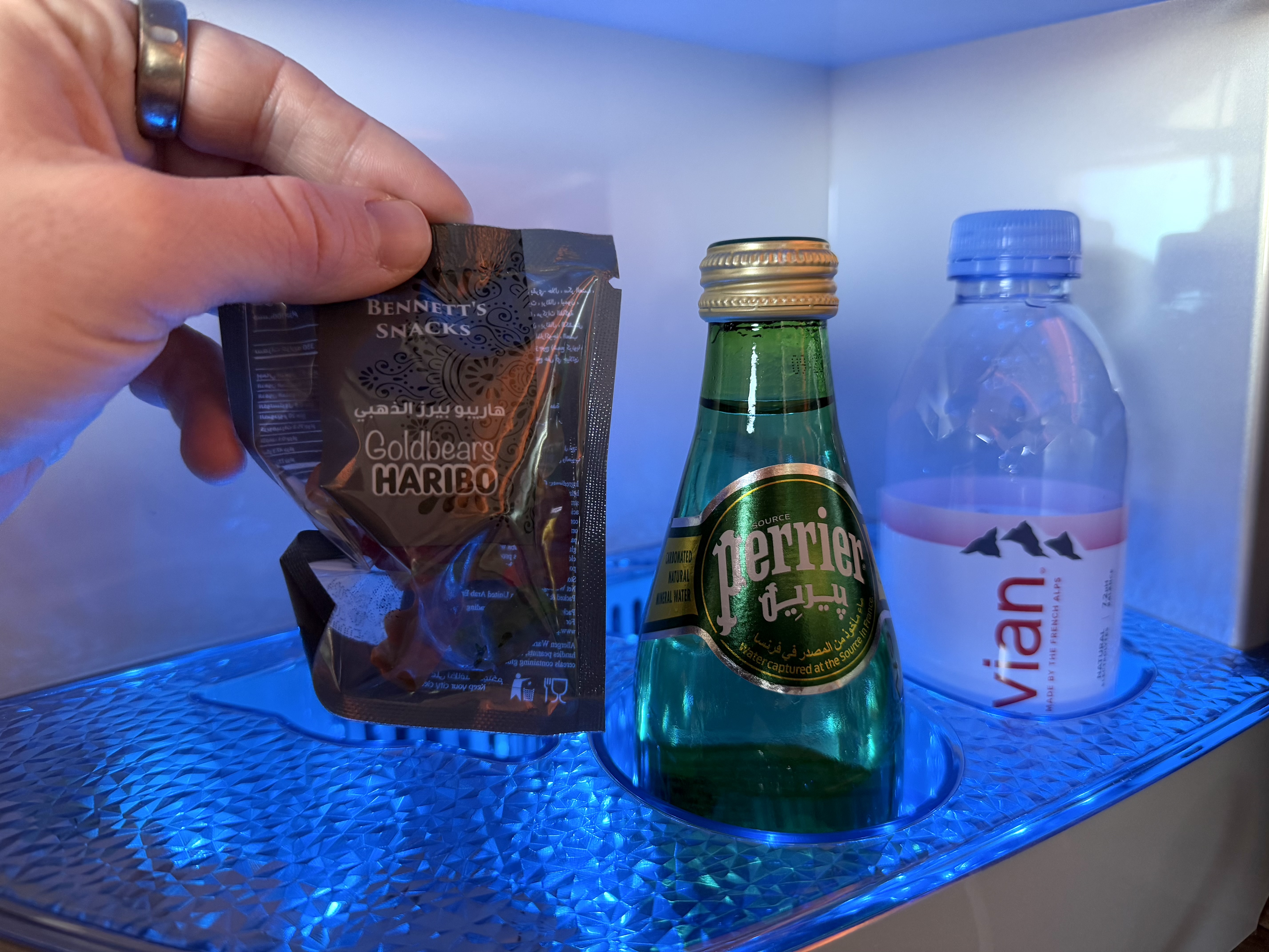 Emirates Airbus A350 business class seat mini bar