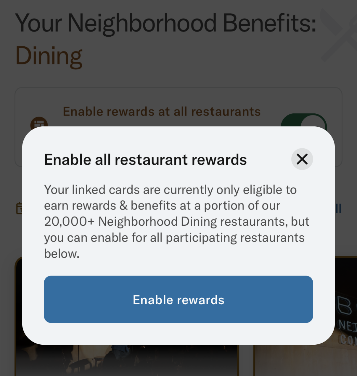 Enable all Bilt Dining restaurants Enabling all Bilt Dining restaurants in the Bilt app