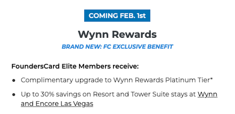 FoundersCard Wynn benefits starting February 1 2025 FoundersCard Wynn benefits starting February 1 2025