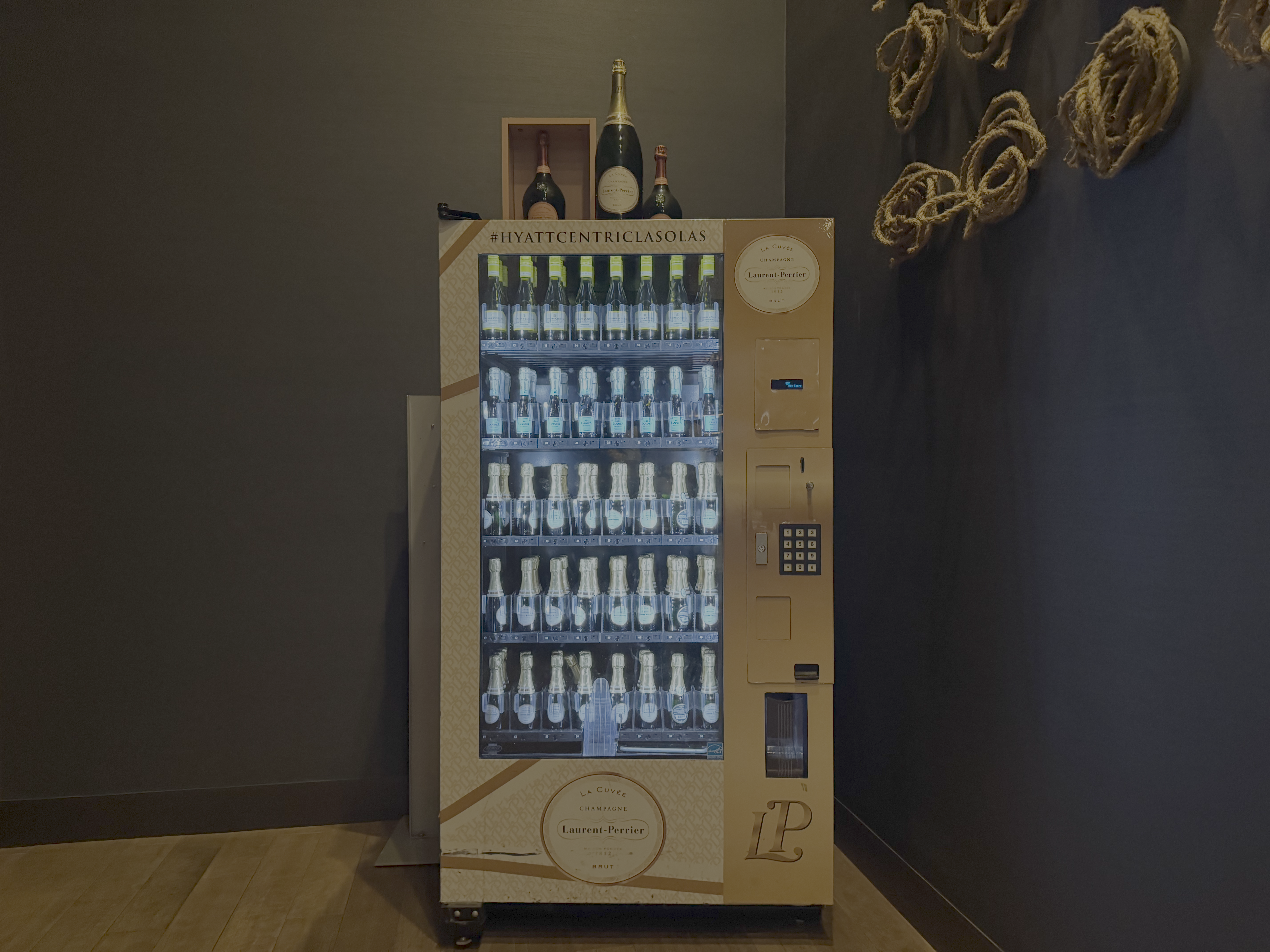 Hyatt Centric Las Olas Fort Lauderdale lobby champagne vending machine Hyatt Centric Las Olas Fort Lauderdale lobby champagne vending machine