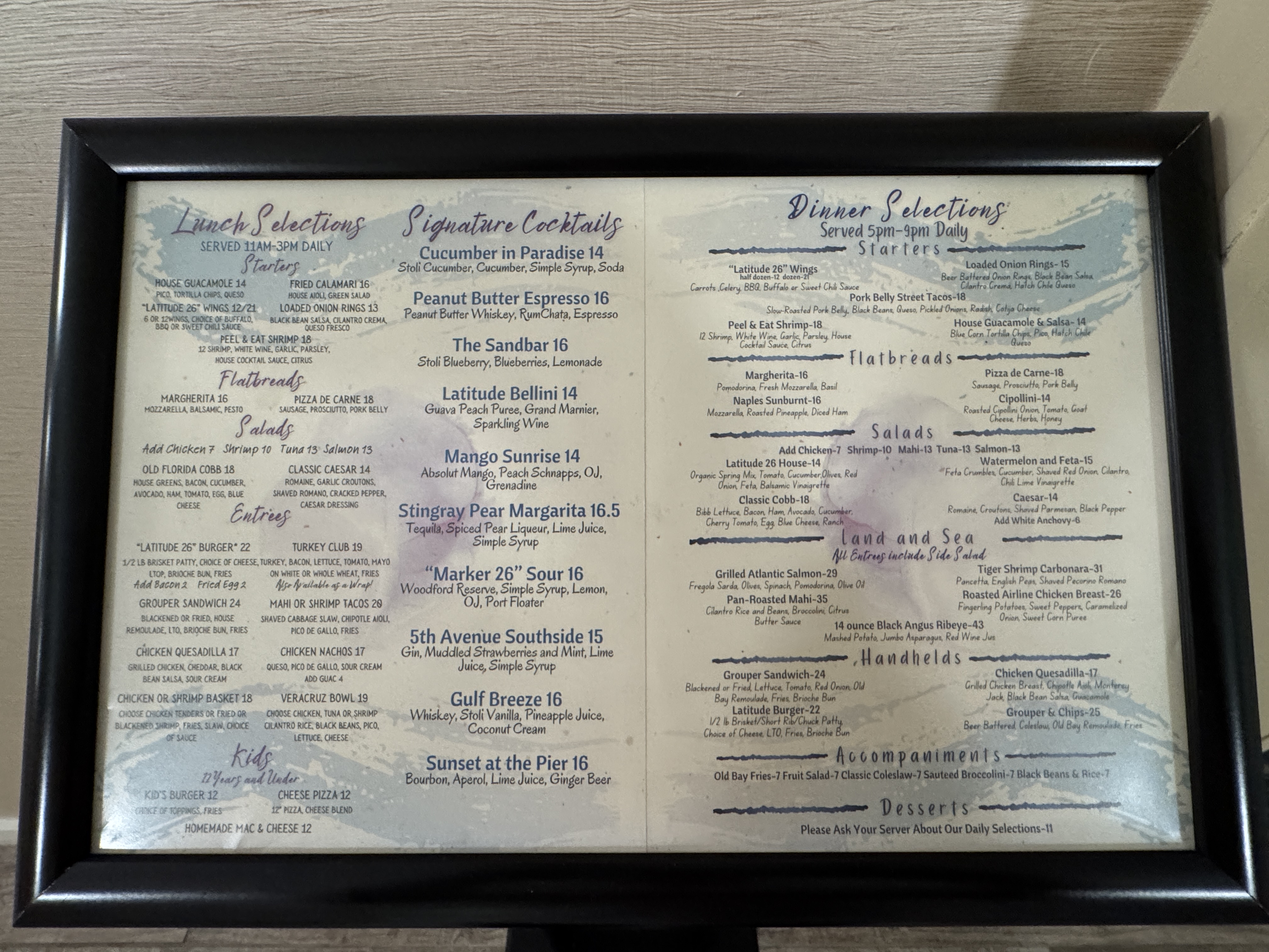 Hyatt House Naples Latitude 26 menu Hyatt House Naples Latitude 26 menu