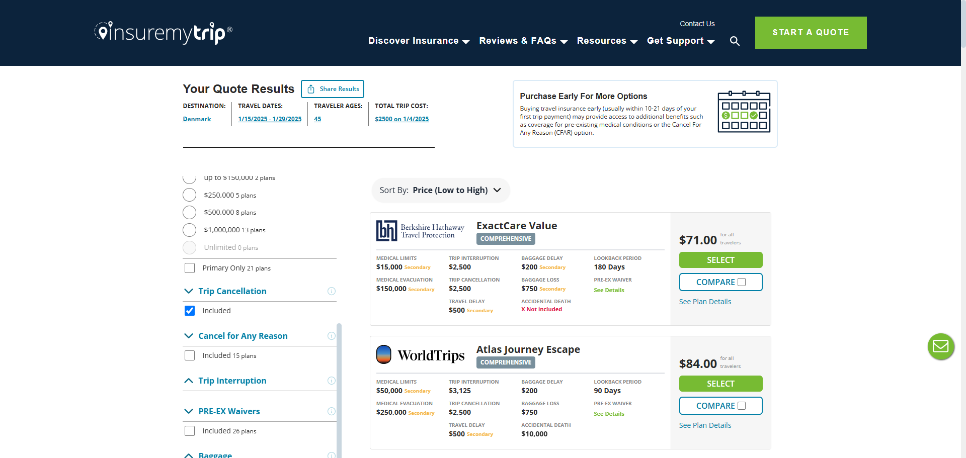 InsureMyTrip travel insurance quotes with trip cancellation InsureMyTrip travel insurance quotes with trip cancellation
