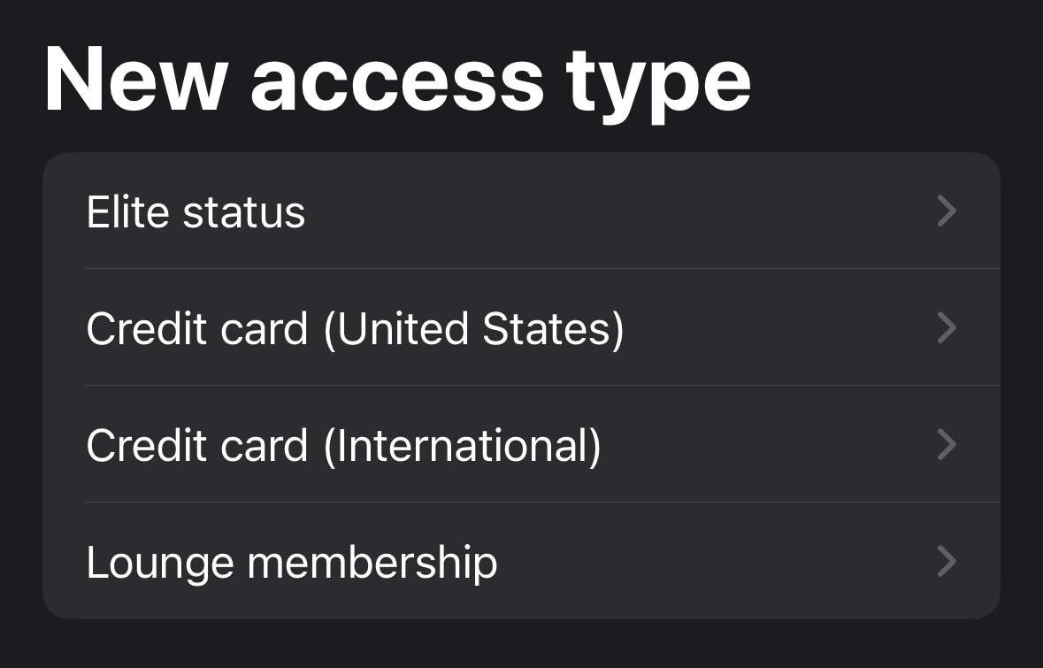 Loungepedia app add access type Loungepedia app add access type