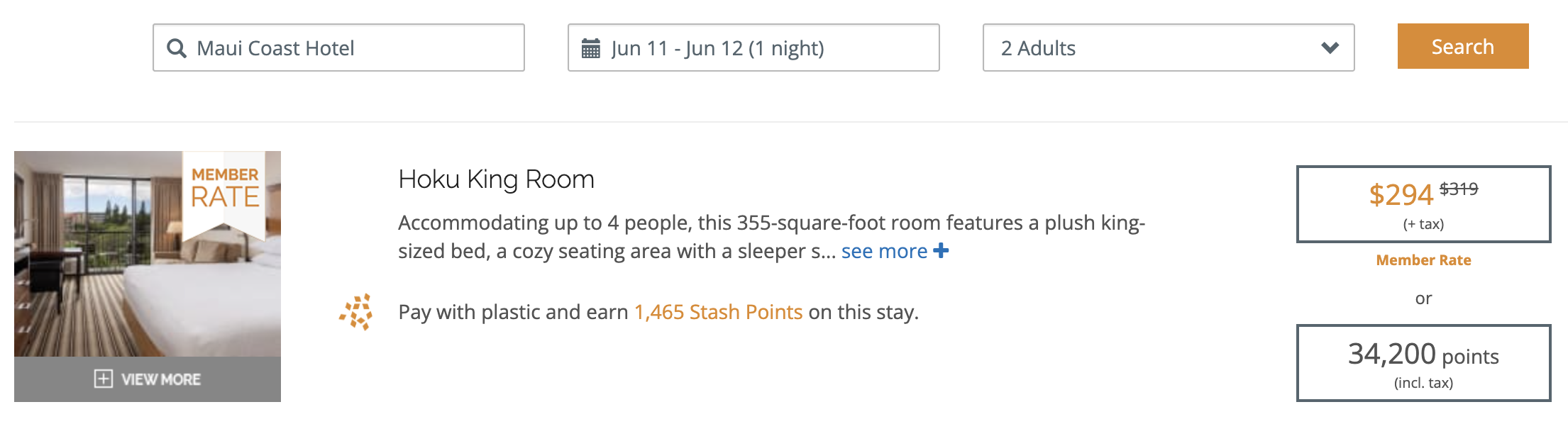Maui Coast Hotel Stash Rewards rates