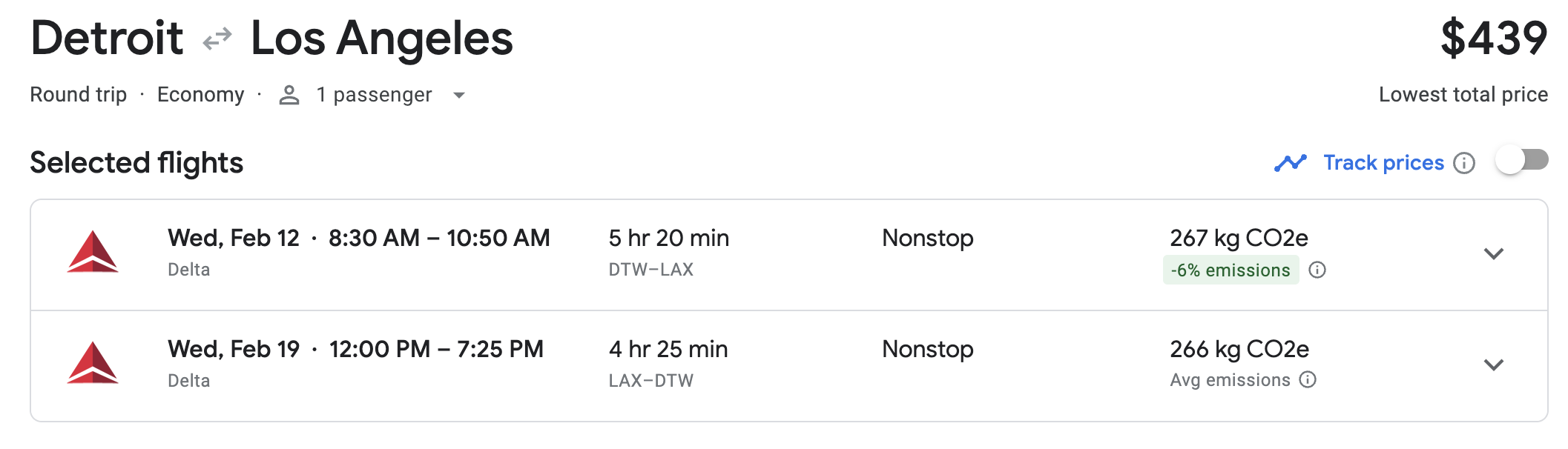 Screenshot 2025 01 08 at 3.06.24 PM Delta DTW LAX