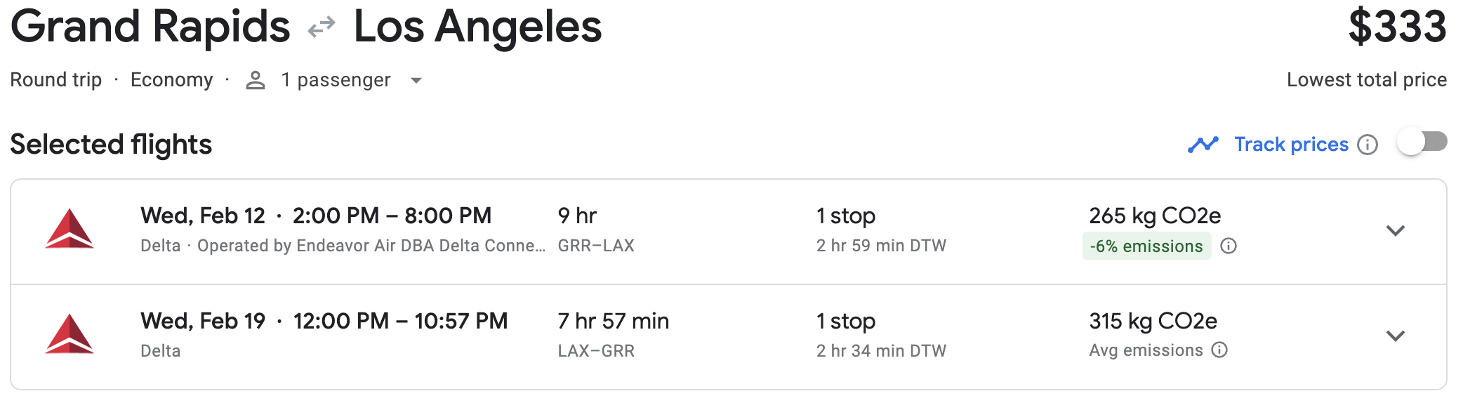 Screenshot 2025 01 08 at 3.09.24 PM Delta GRR DTW LAX