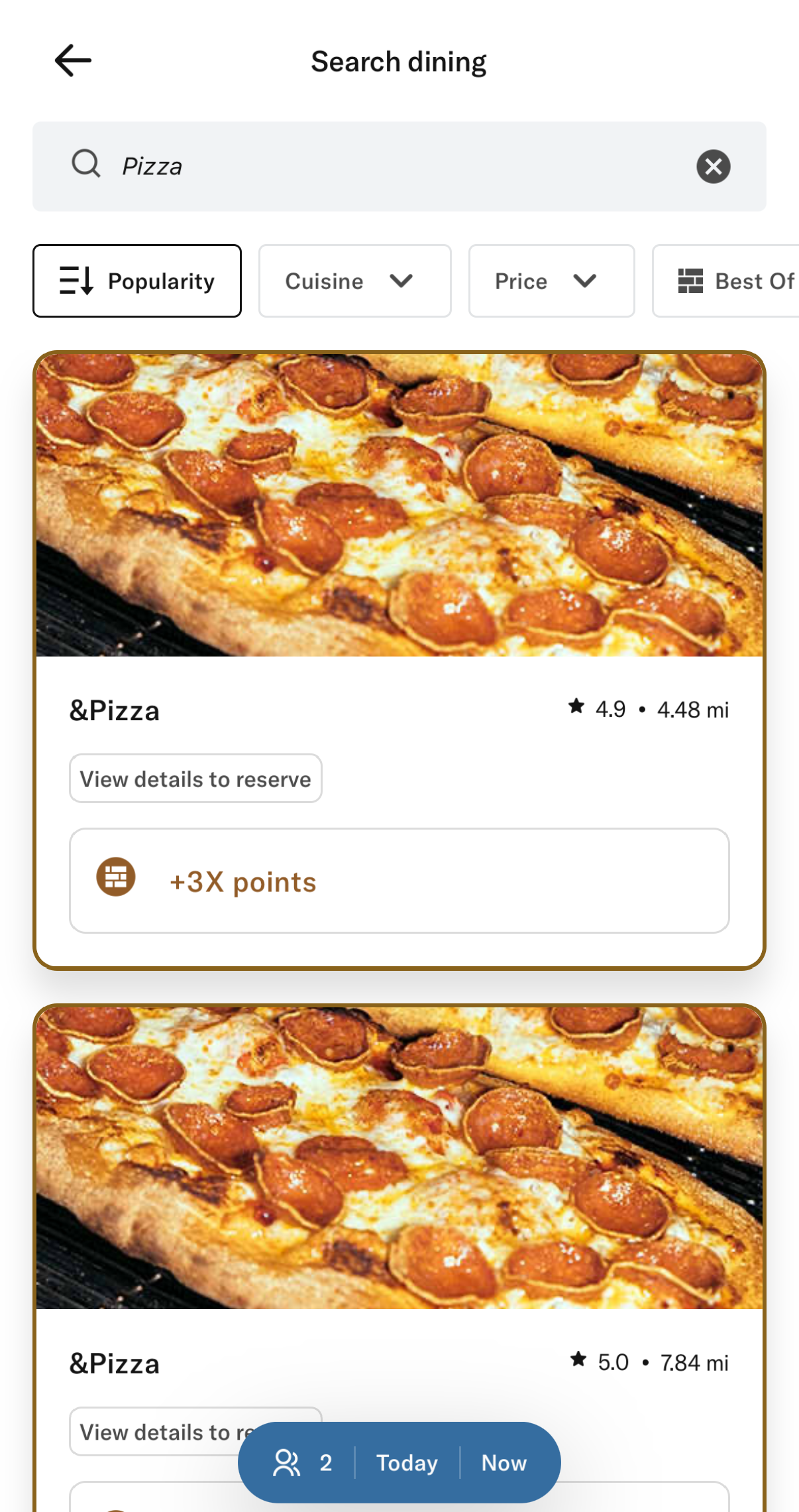 Searching for restaurants in Bilt Dining Searching for restaurants in Bilt Dining