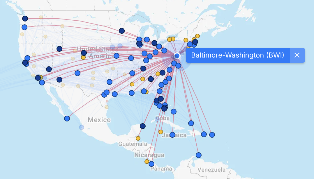 Southwest route network for Baltimore Southwest route network for Baltimore
