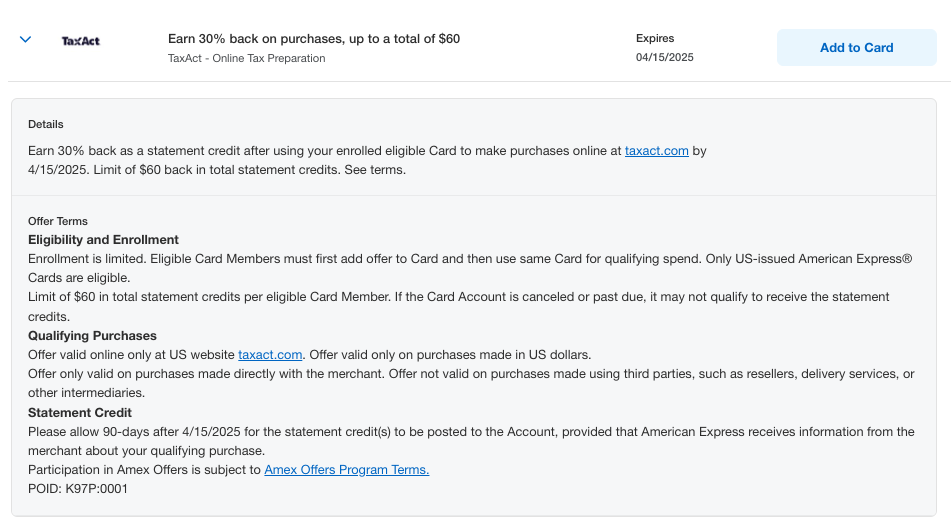 Taxact Amex Offer Taxact Amex Offer