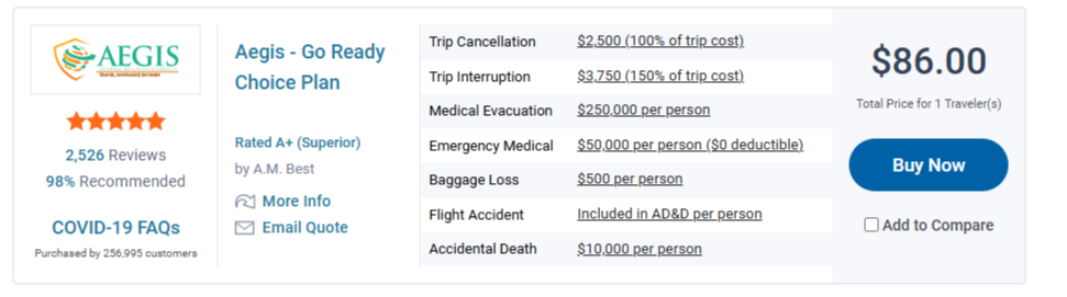 TravelInsurance.com Aegis quote TravelInsurance.com Aegis quote 1