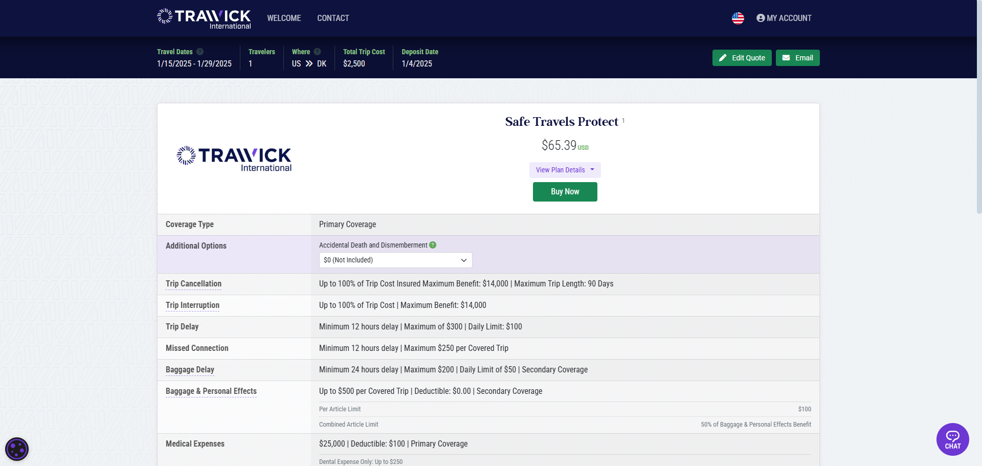 Trawick travel insurance quote Trawick travel insurance quote