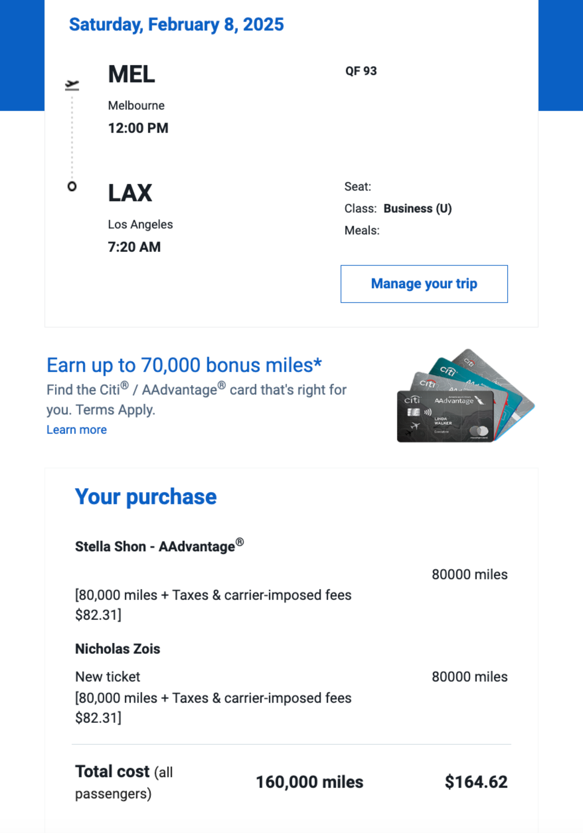 AA Qantas Booking