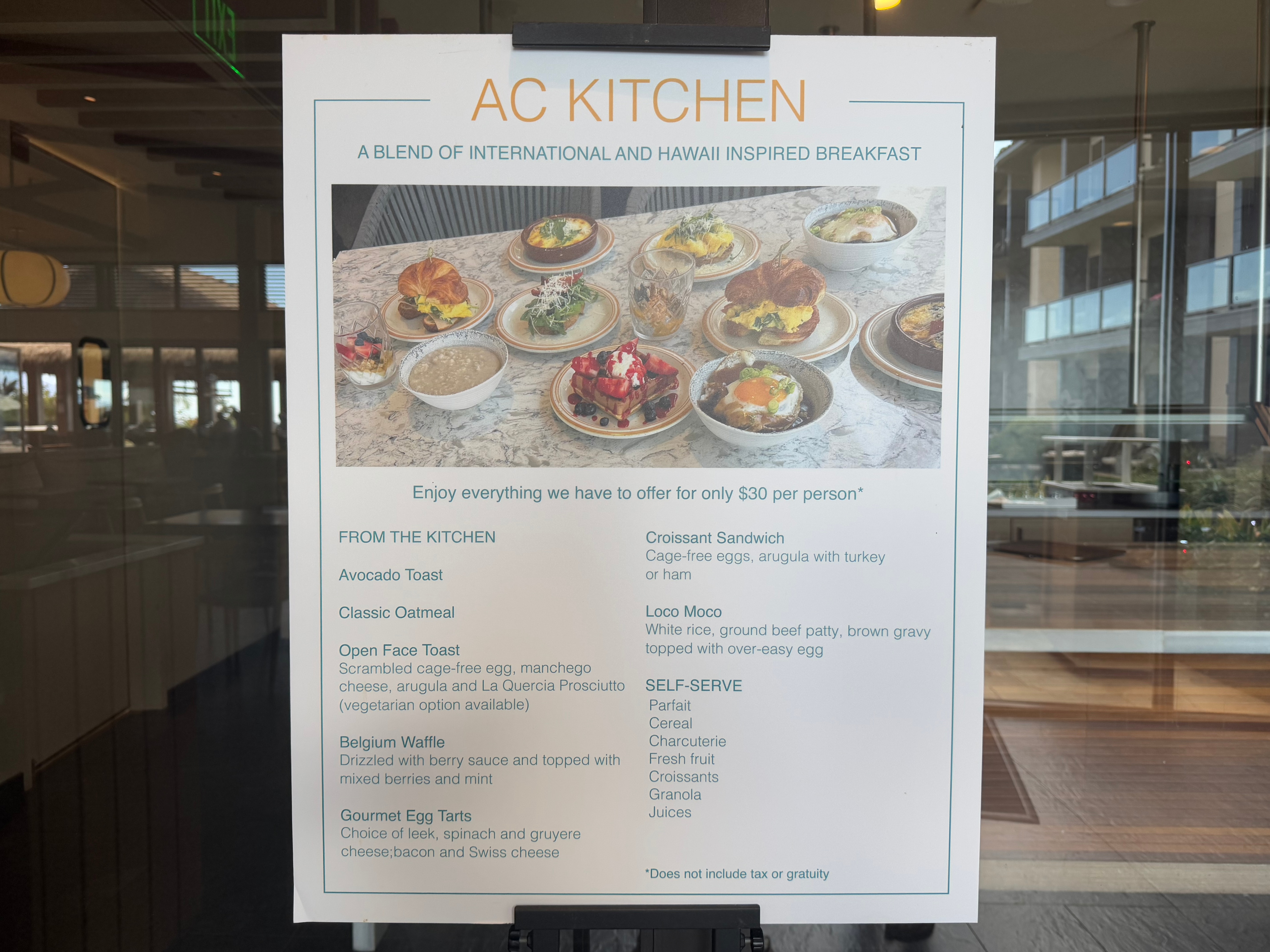 AC Hotel by Marriott Maui Wailea breakfast menu