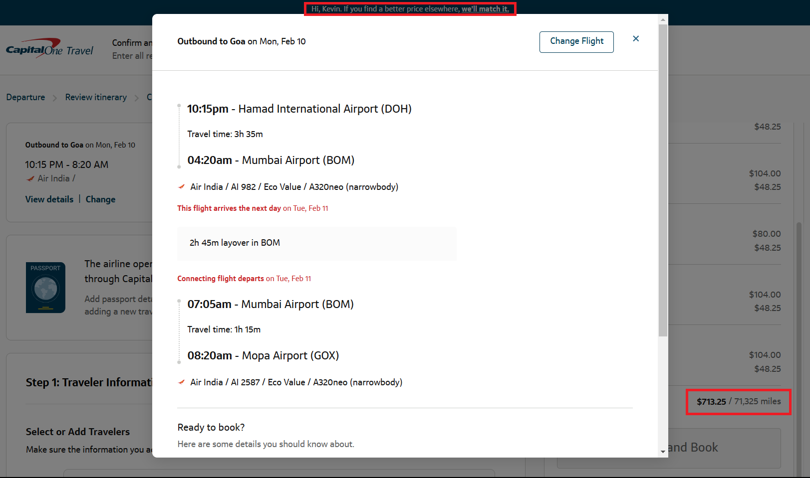 Air India A320 Economy DOH BOM Capital One Travel Air India A320 Economy DOH BOM Capital One Travel