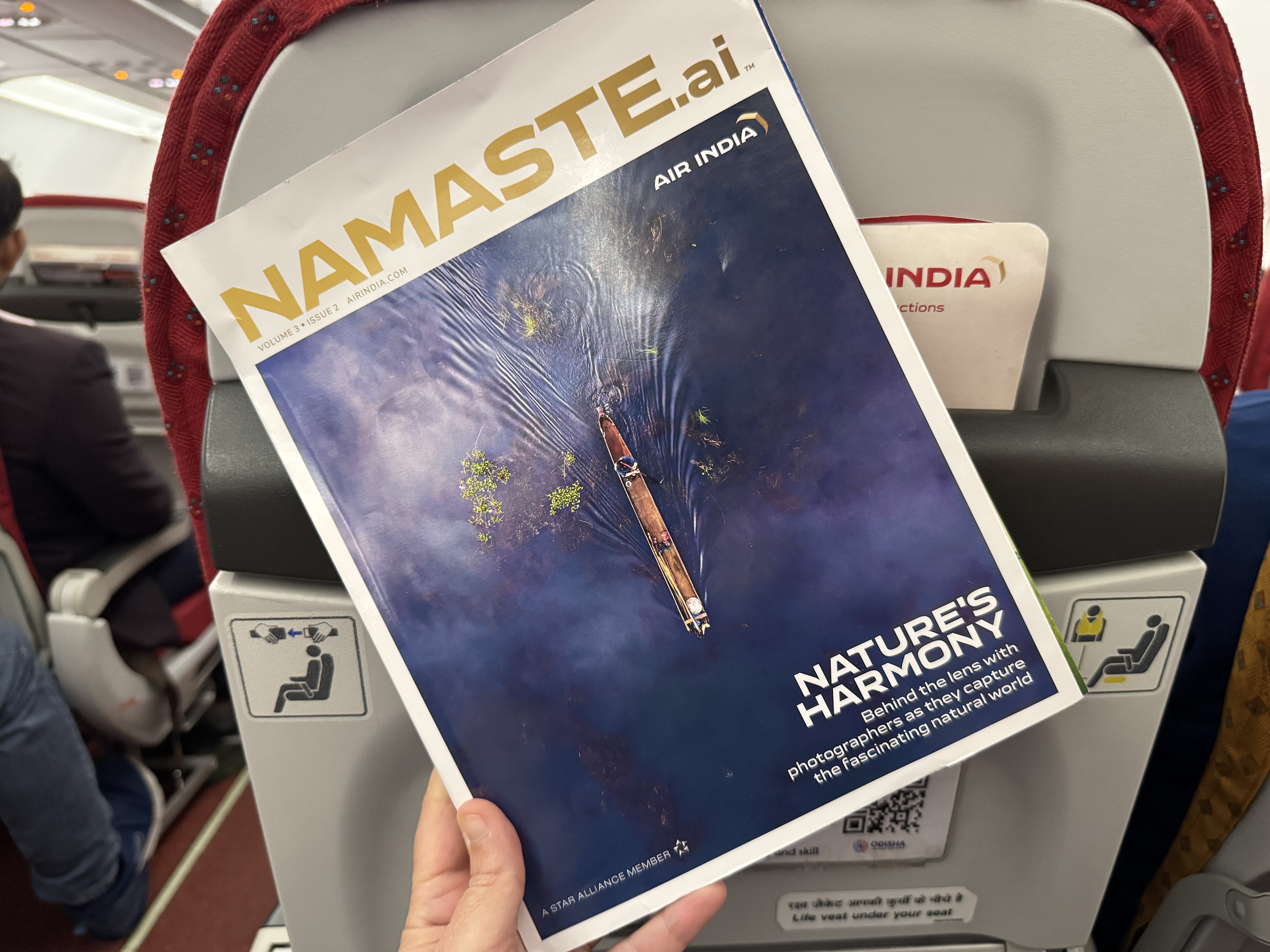 Air India A320 Economy DOH BOM magazine Air India A320 Economy DOH BOM magazine