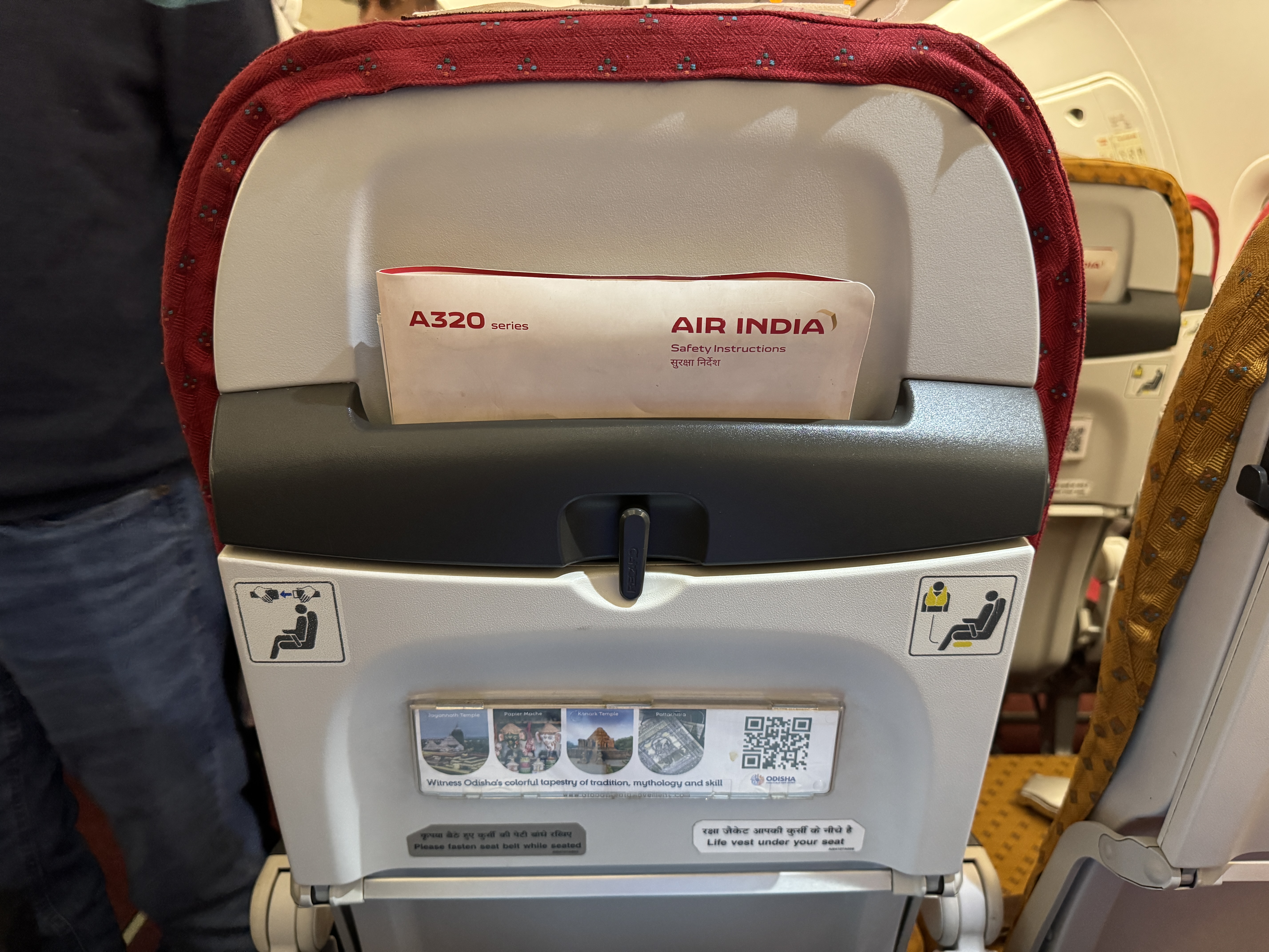 Air India A320 Economy DOH BOM seatback Air India A320 Economy DOH BOM seatback
