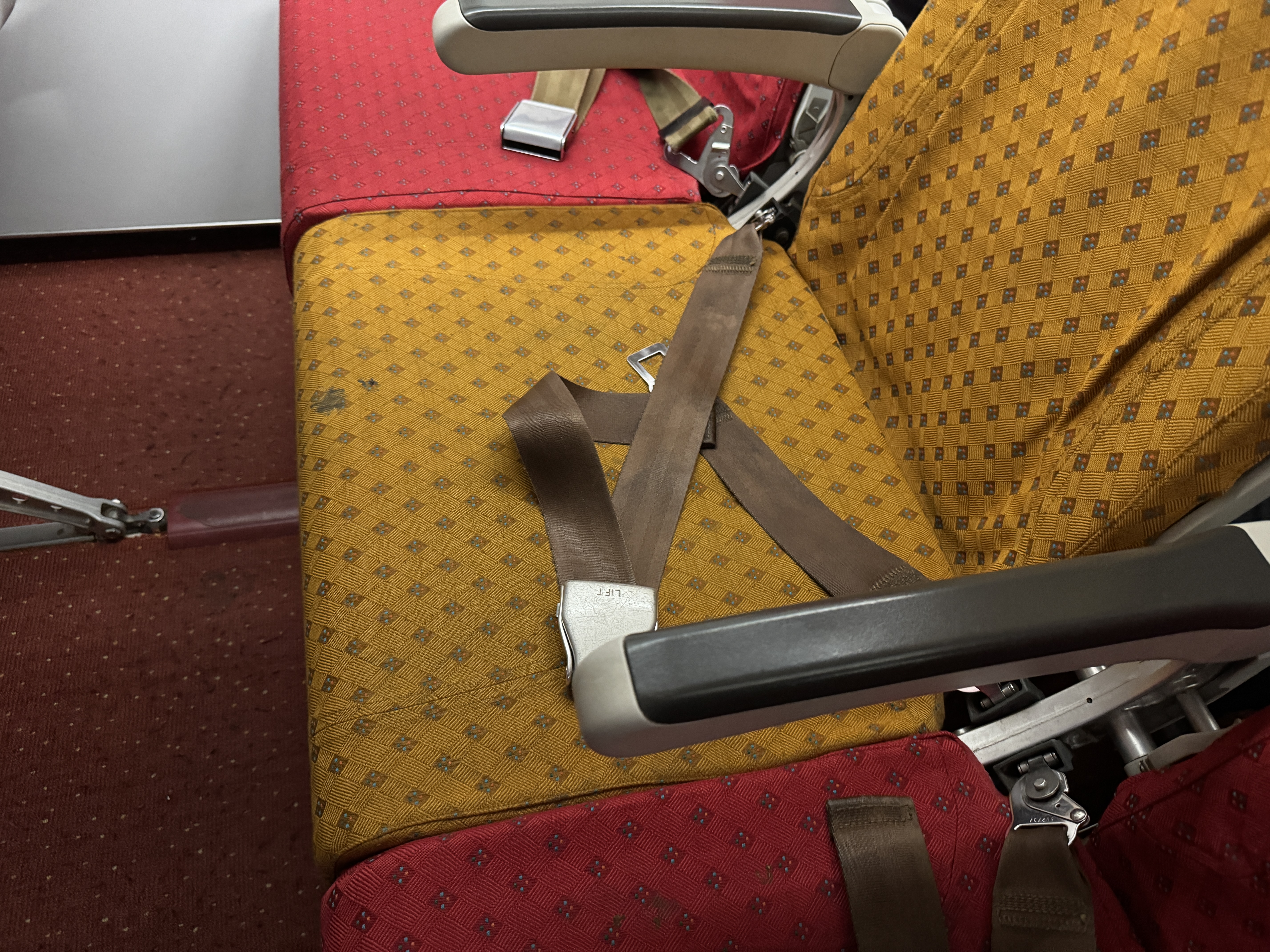 Air India A320 Economy DOH BOM stained seat Air India A320 Economy DOH BOM stained seat