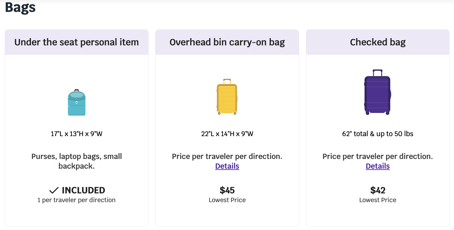 Avelo Airlines STS BUR baggage fees at booking Avelo Airlines STS BUR baggage fees at booking