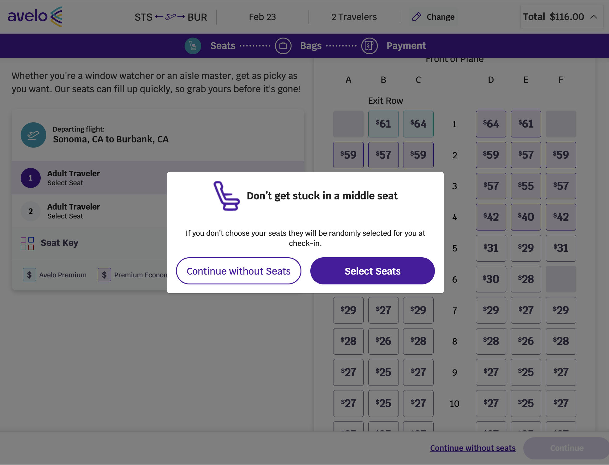 Avelo Airlines STS BUR seat fees Avelo Airlines STS BUR seat fees