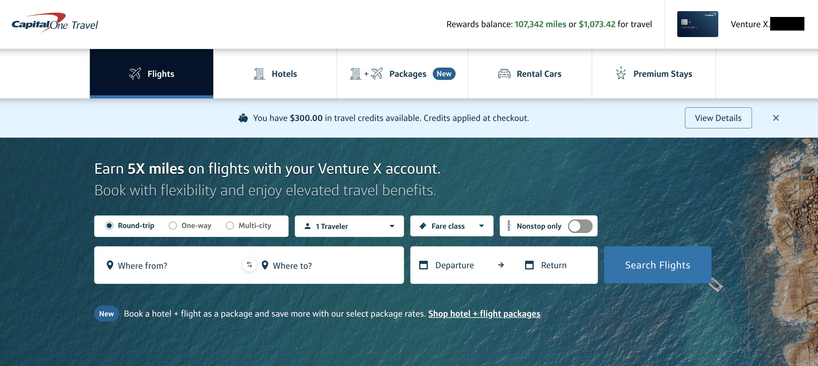 Capital One Travel home page Capital One Travel home page