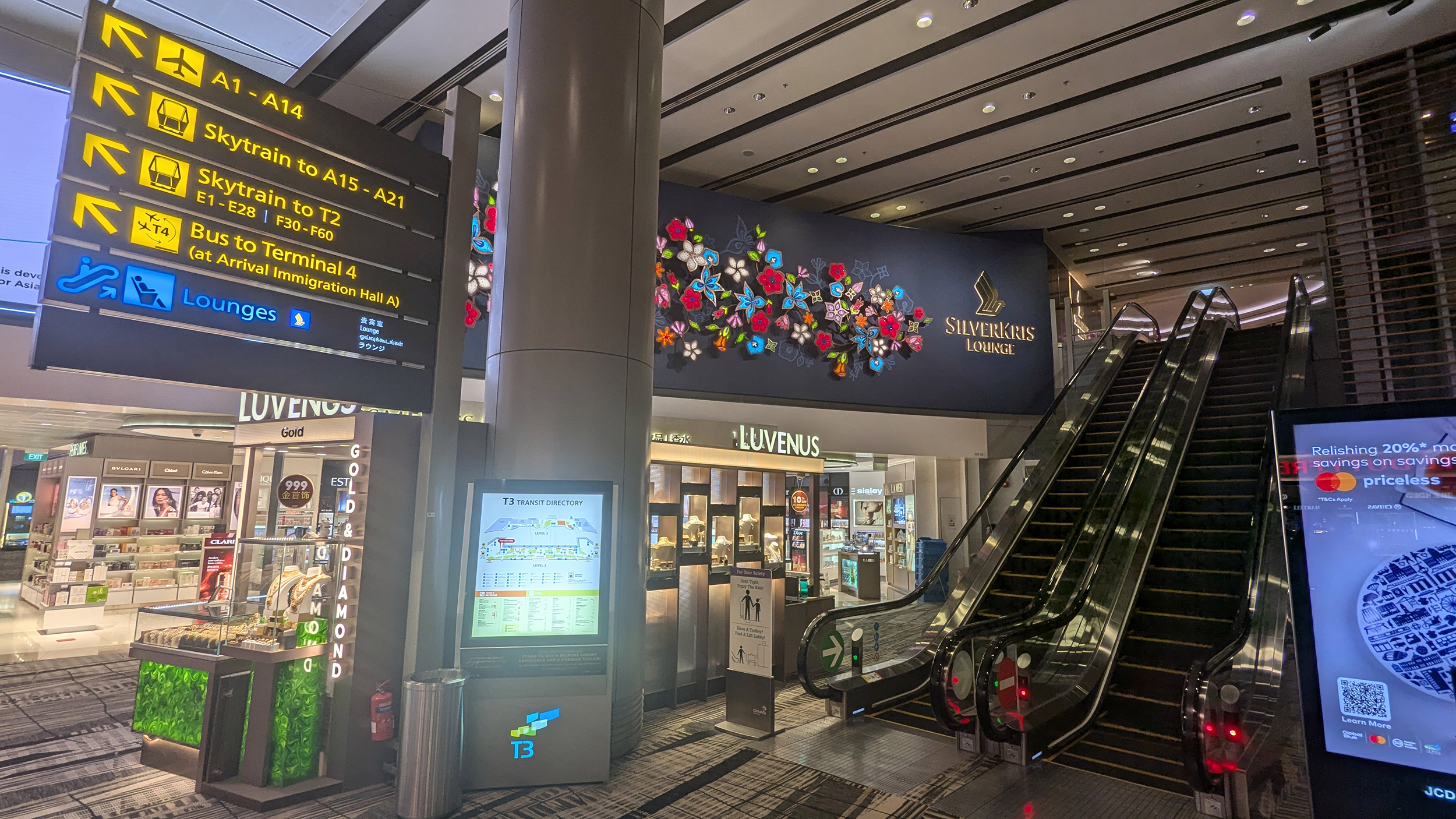 Changi Terminal 3 lounge escalator