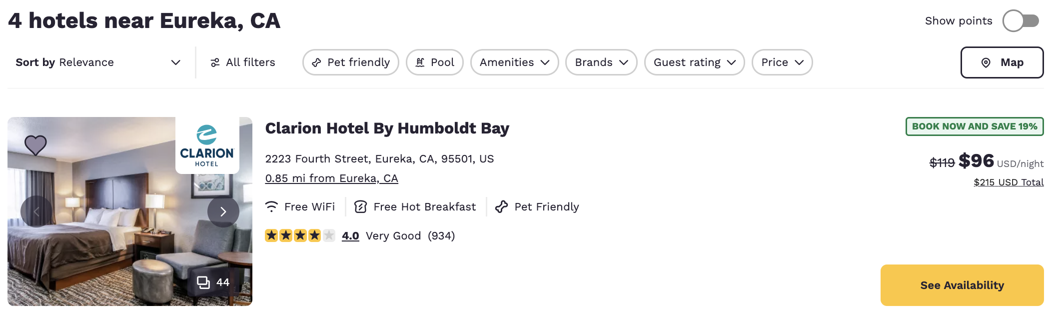 Choice Clarion Hotel by Humboldt Bay cash price