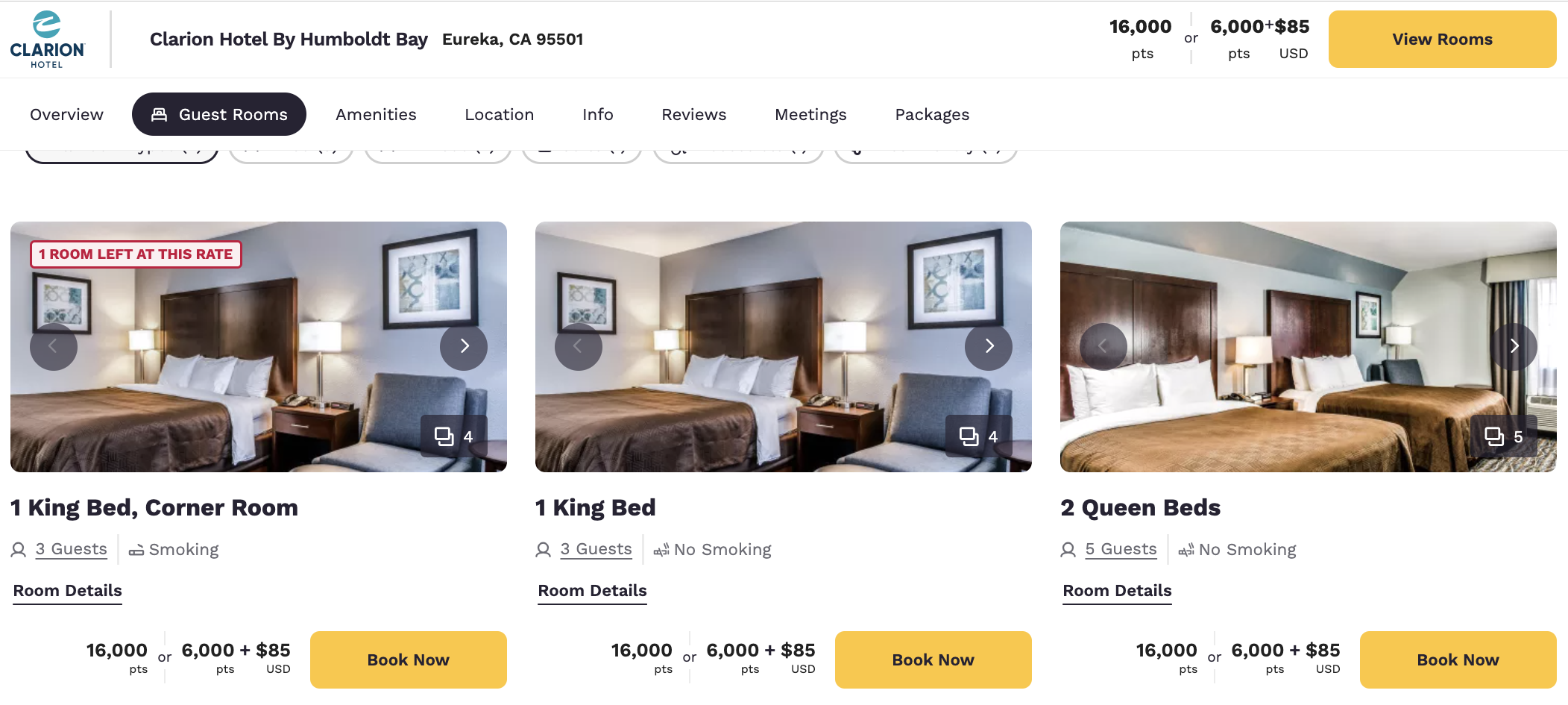Choice Clarion Hotel by Humboldt Bay points options