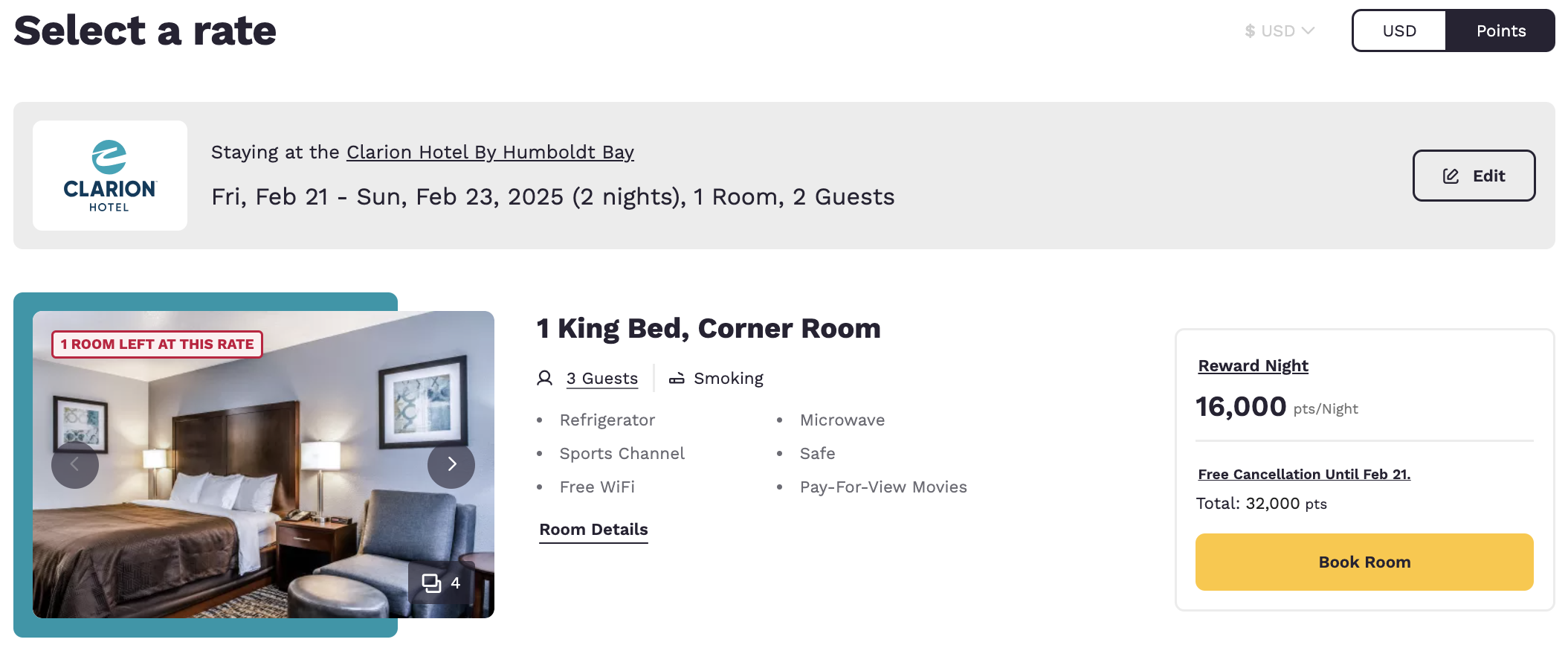 Choice Clarion Hotel by Humboldt Bay points price