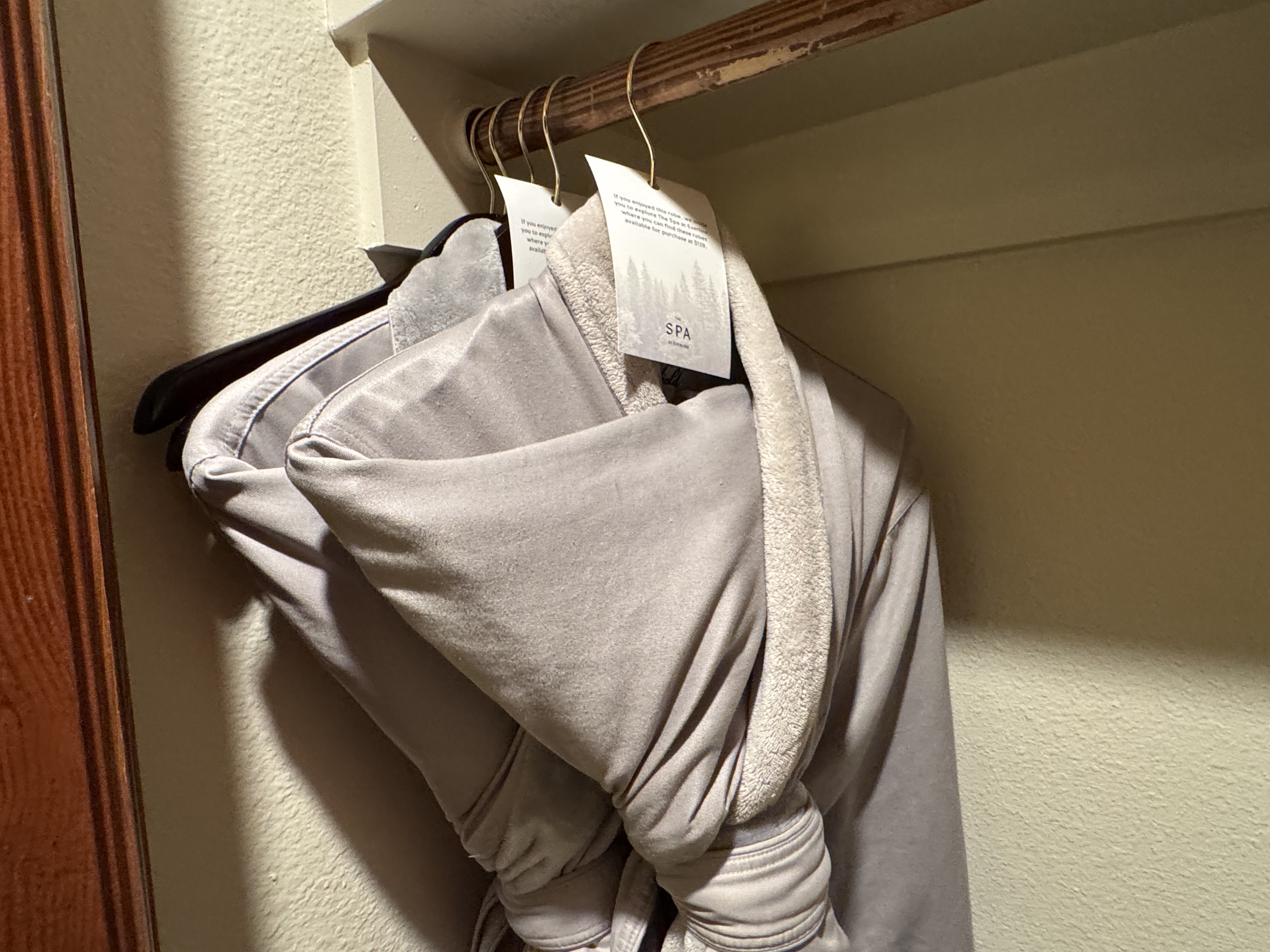 Everline Resort Spa Destination Hyatt Fireplace Suite Valley View bedroom closet robes