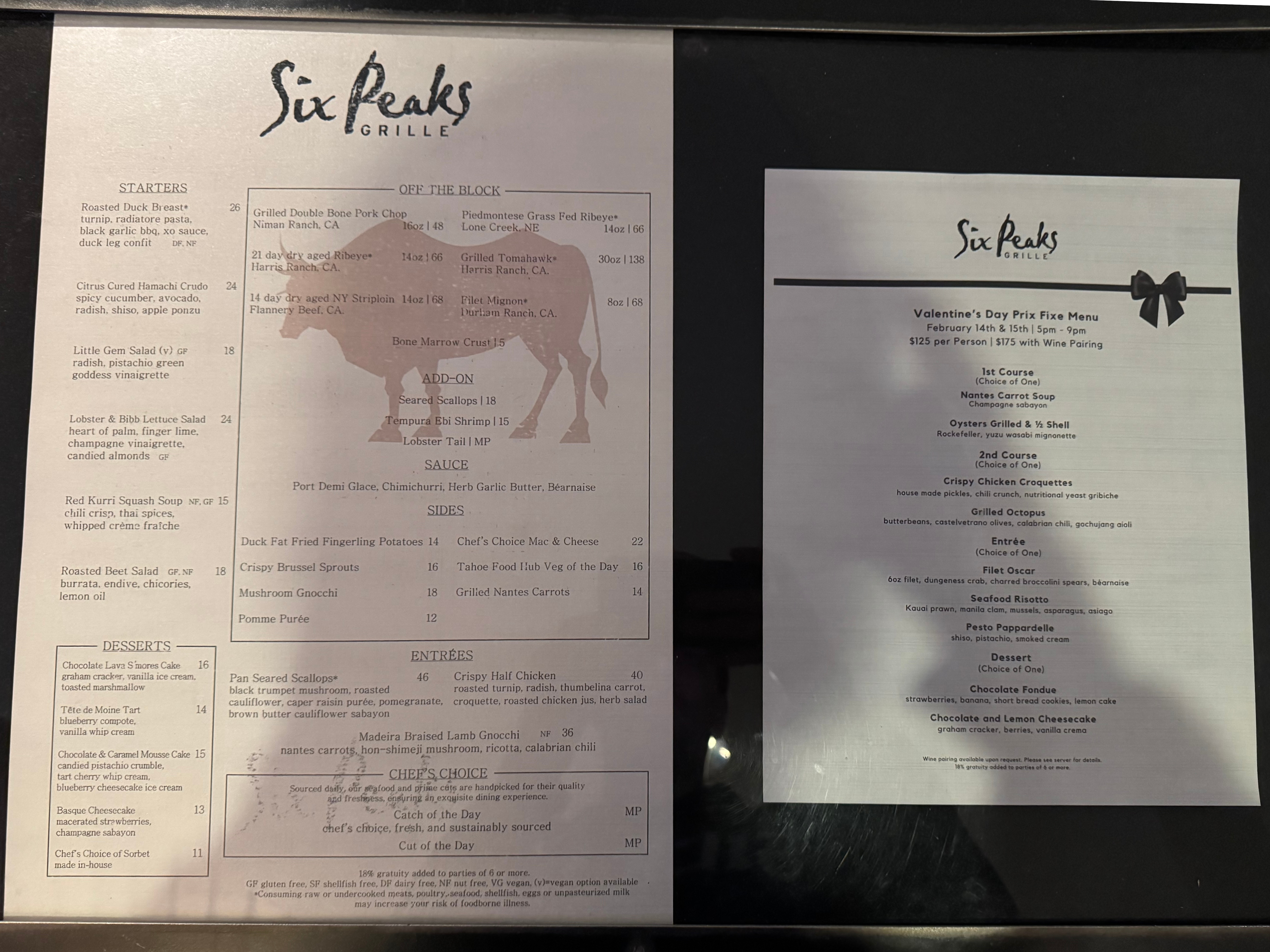 Everline Resort Spa Destination Hyatt Six Peaks Grille menu