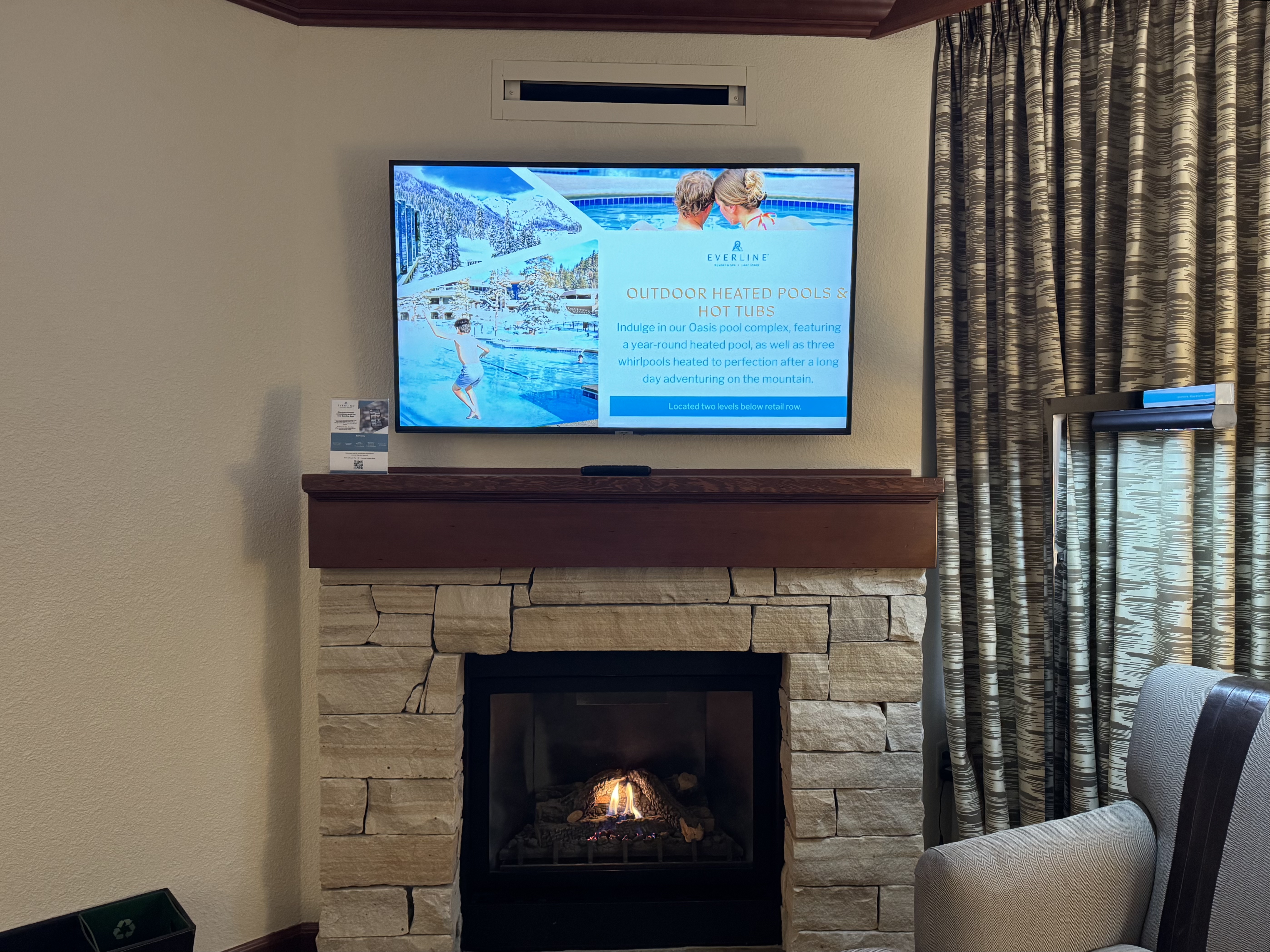 Everline Resort Spa Destination Hyatt living room fireplace TV