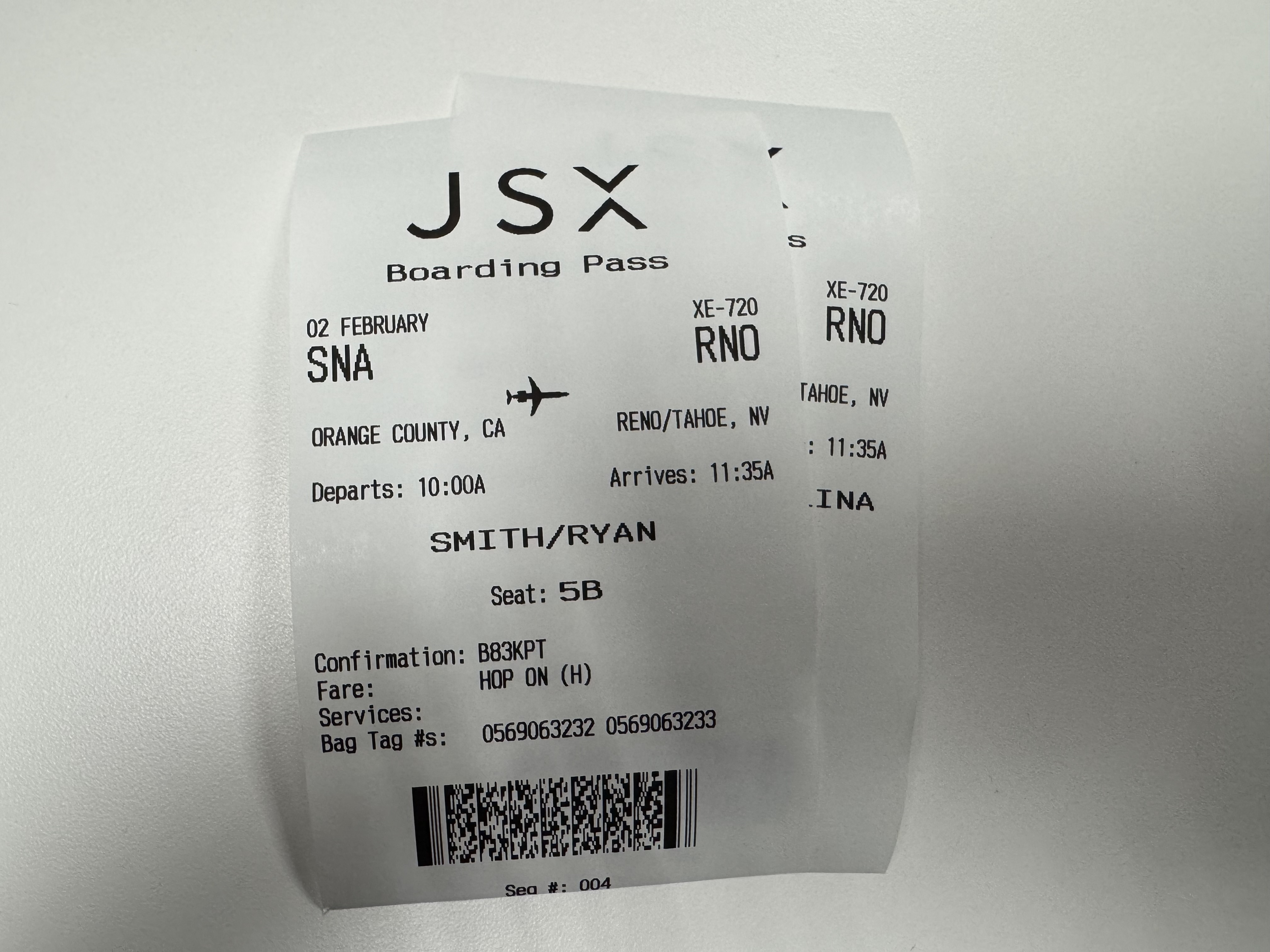 JSX boarding passes SNA RNO JSX boarding passes SNA RNO