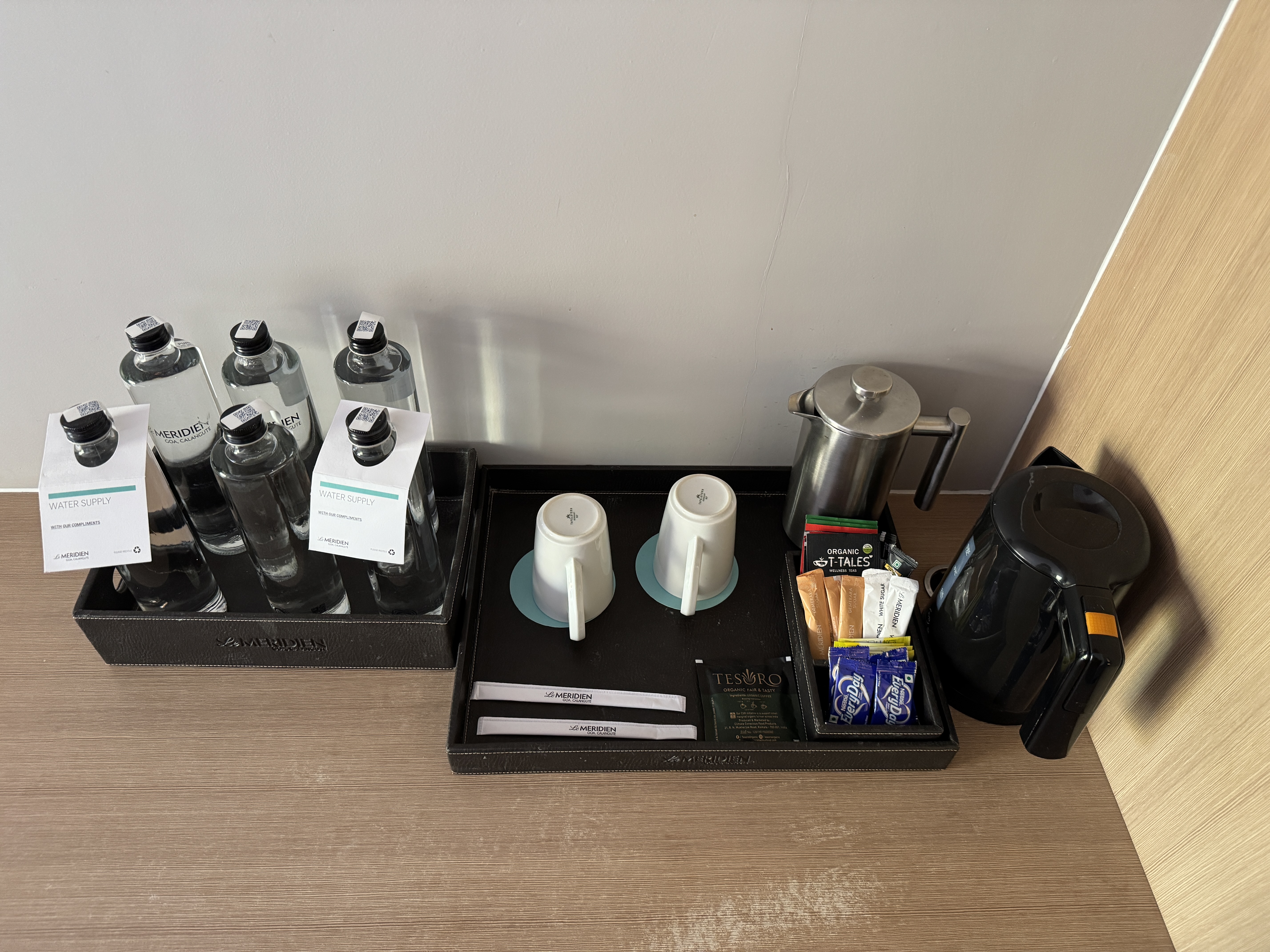 Le Meridien Goa Calangute king coffee service water Le Meridien Goa Calangute king coffee service water