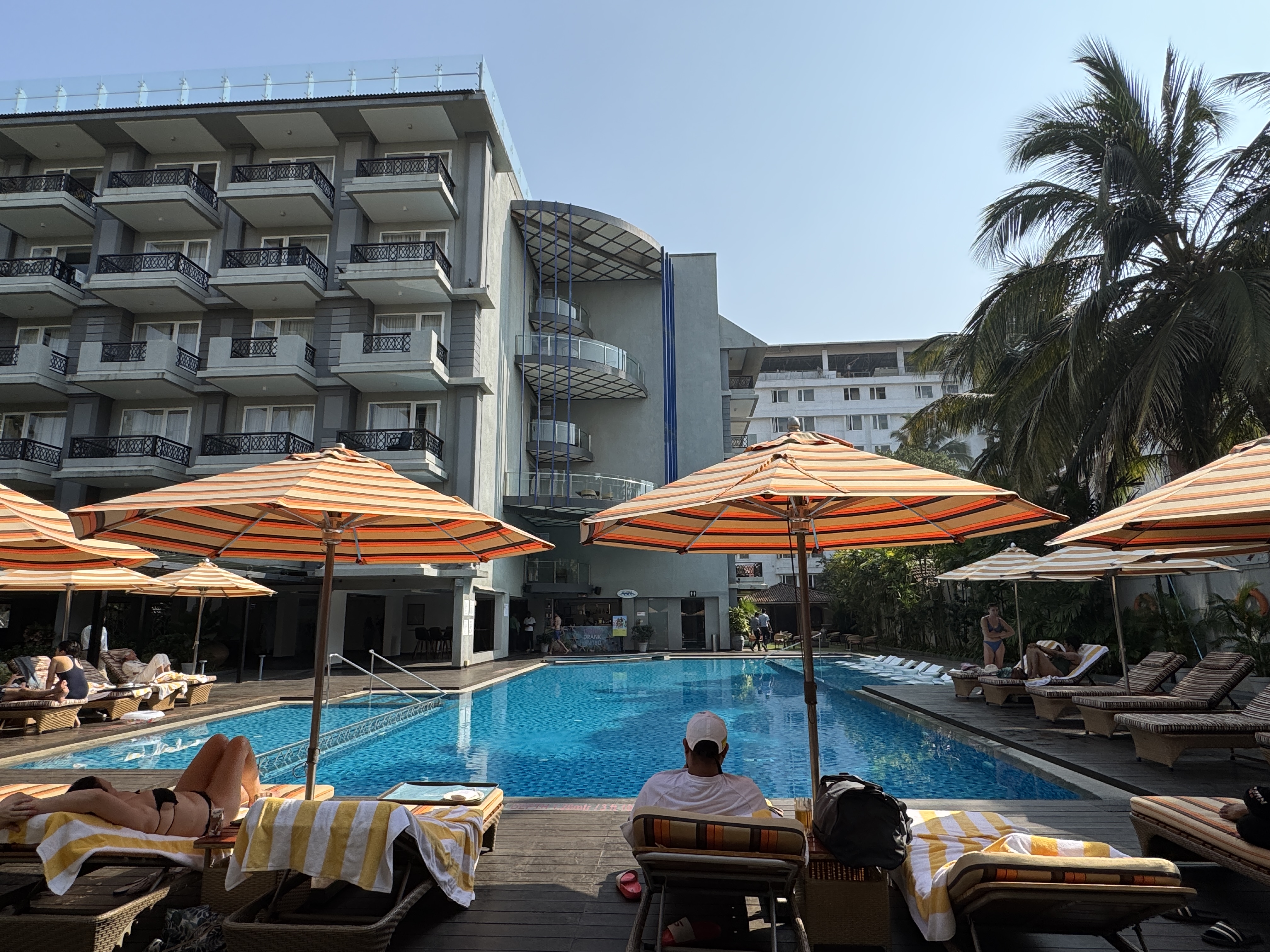 Le Meridien Goa Calangute pool umbrellas Le Meridien Goa Calangute pool umbrellas