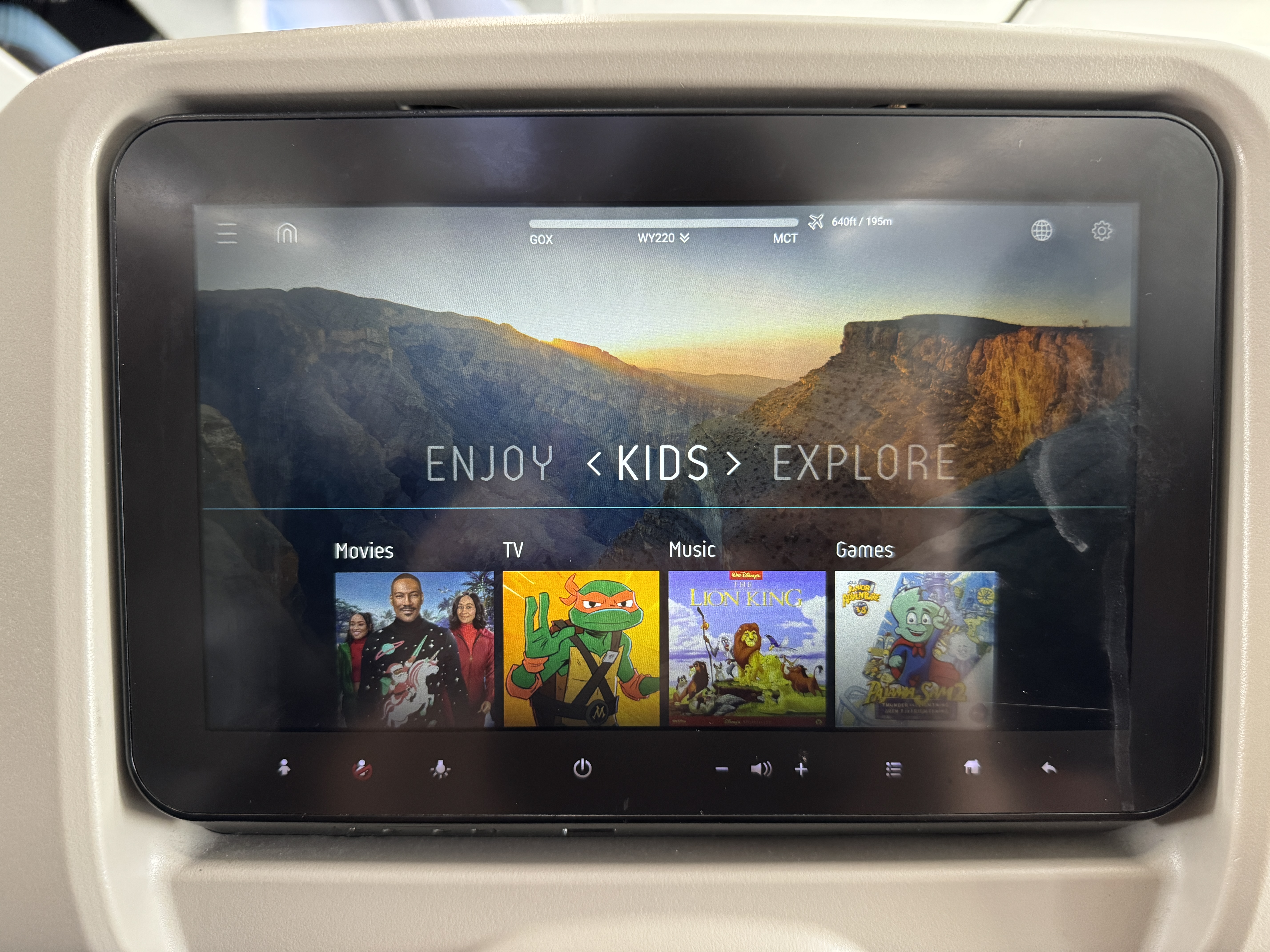 Oman Air GOX MCT 737 IFE choices Oman Air GOX MCT 737 IFE choices