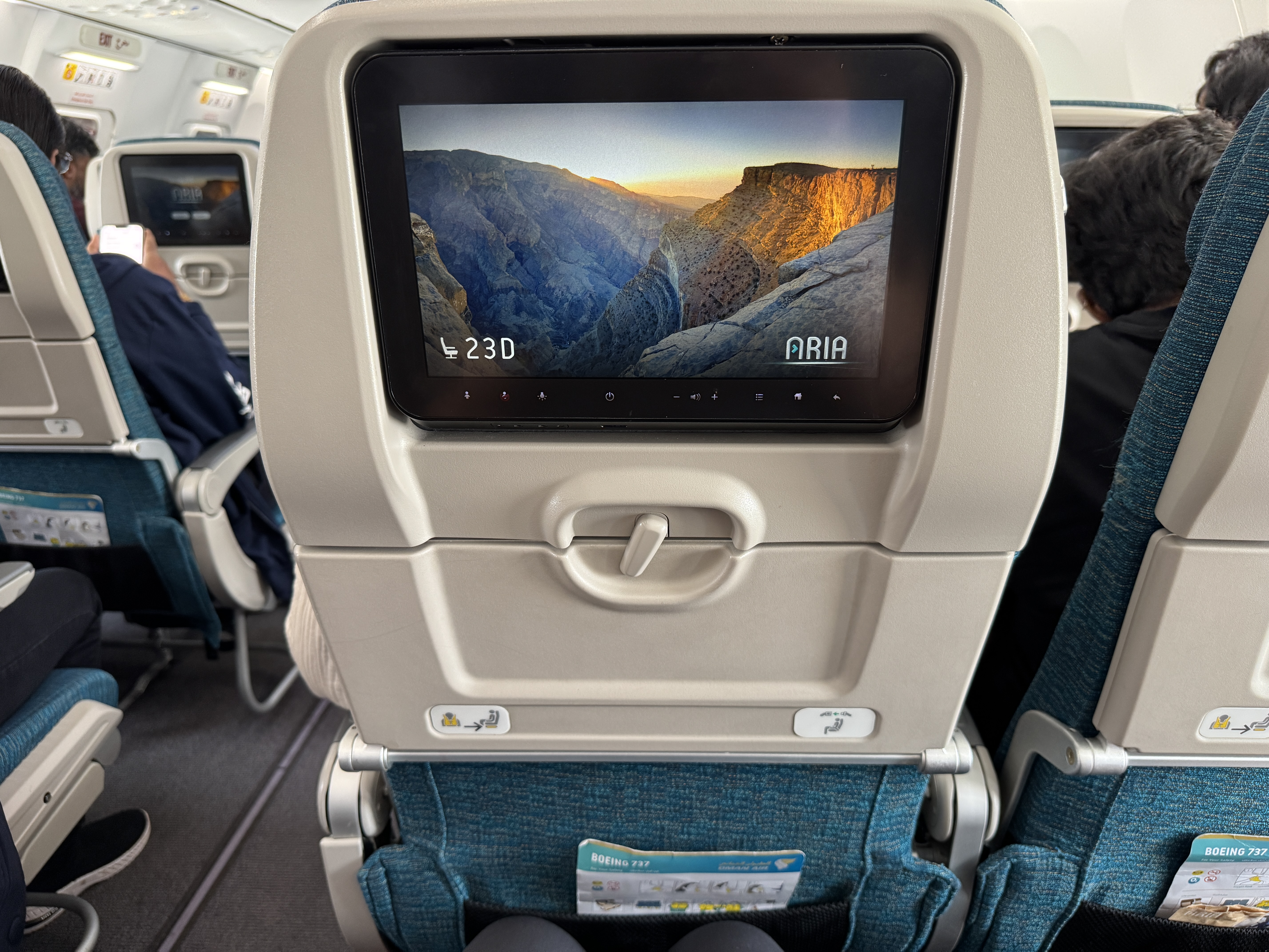 Oman Air GOX MCT 737 seatback Oman Air GOX MCT 737 seatback