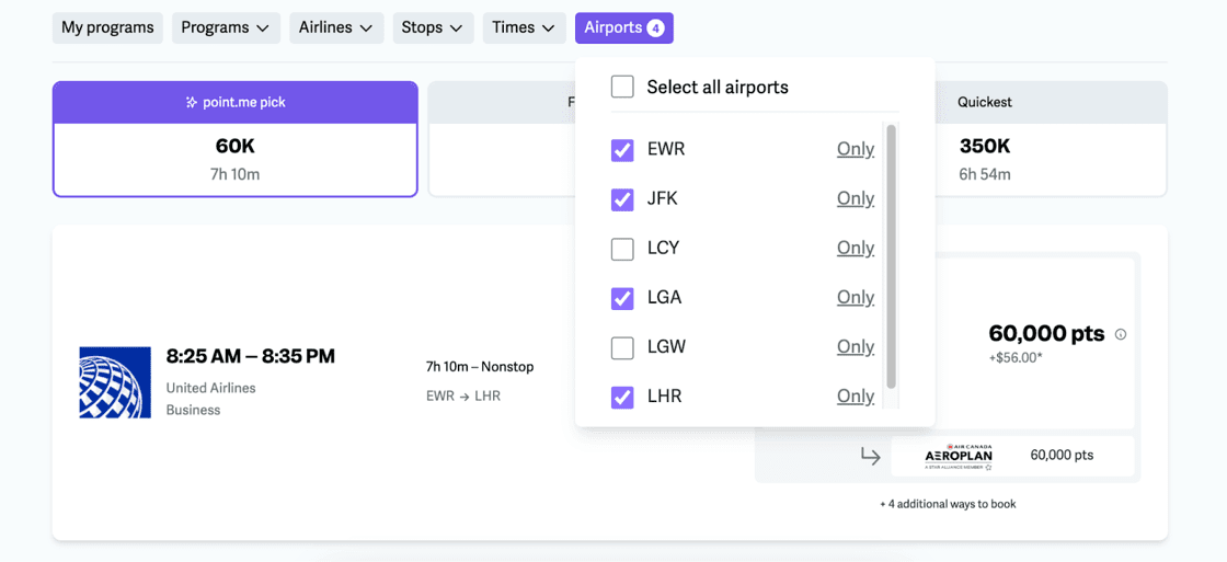 Point.me multi airport search Point.me multi airport search