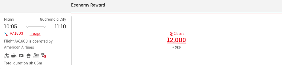 Qantas AA MIA GUA Award Qantas AA MIA GUA Award
