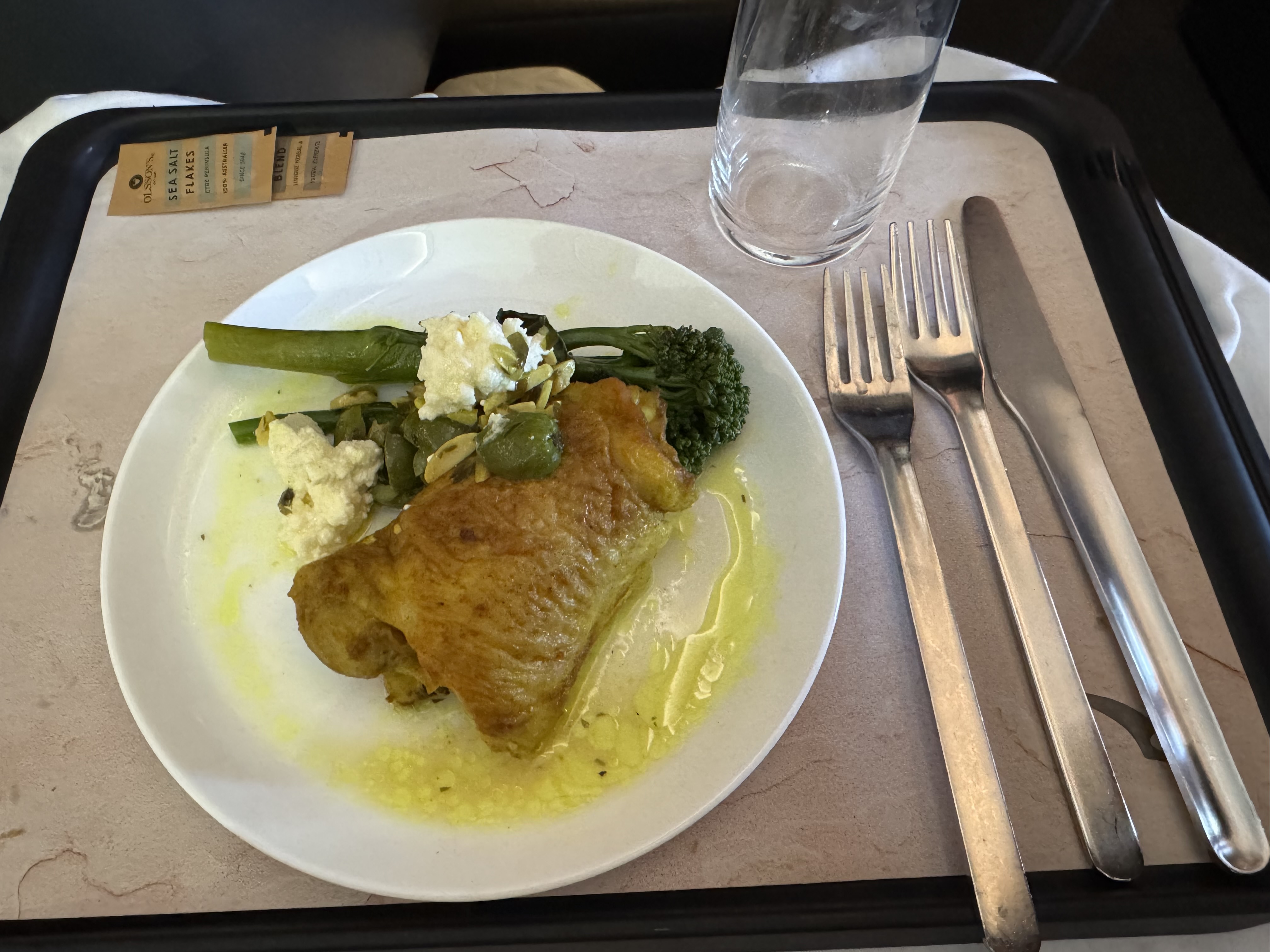 Qantas Business Class Chicken Meal