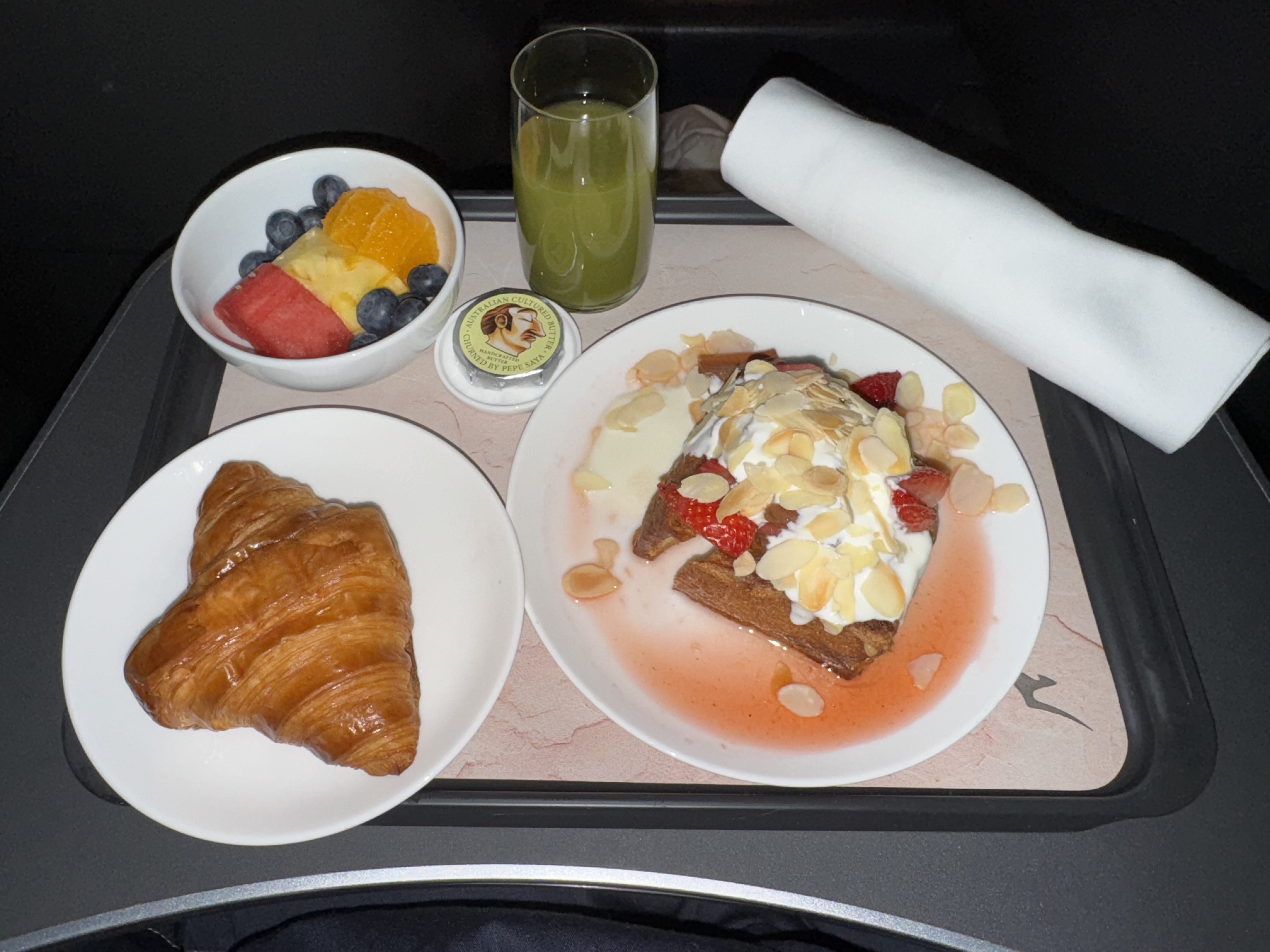 Qantas Business Class French Toast Breakfast