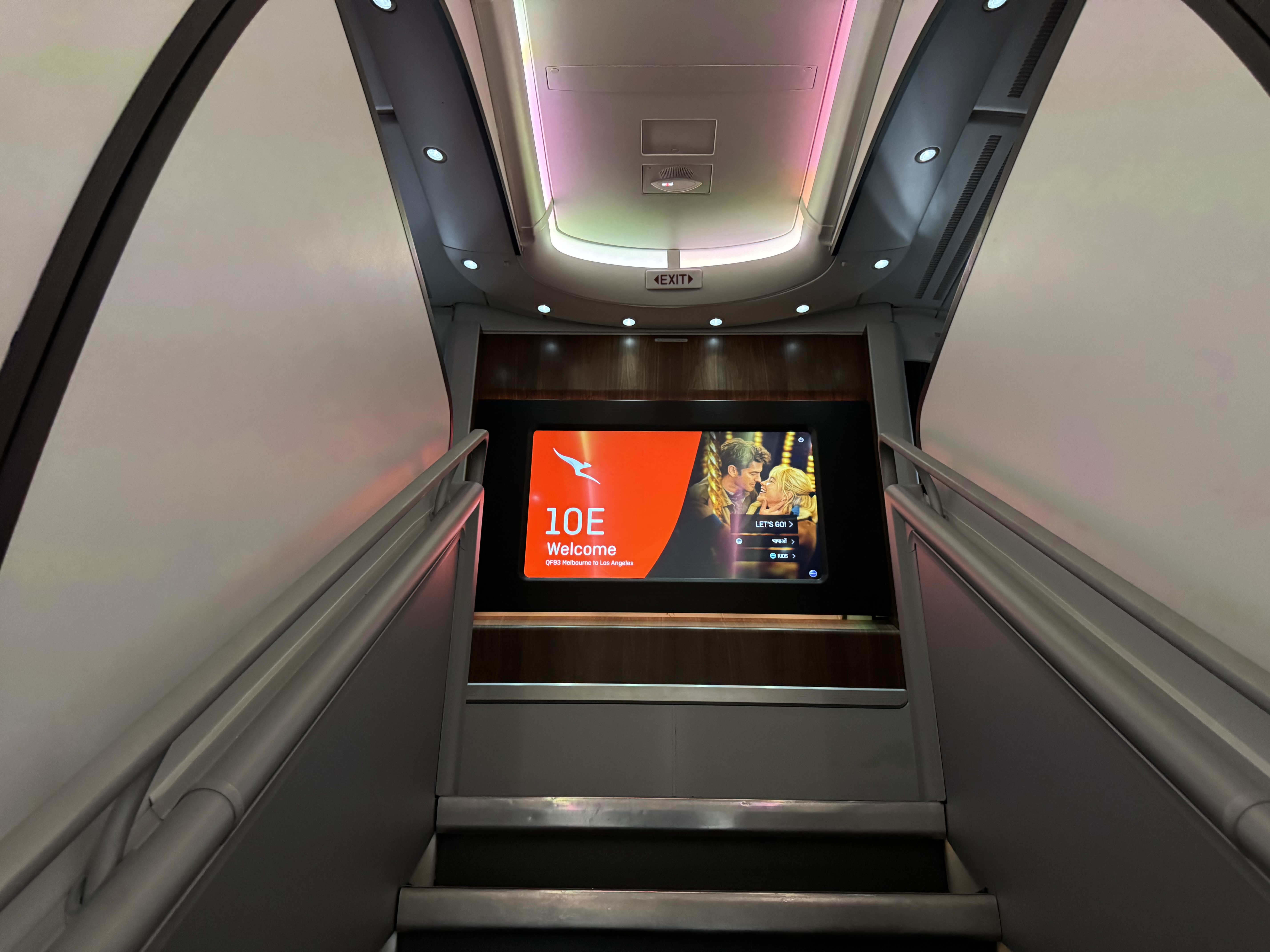 Qantas Business Class Looking up from stairs