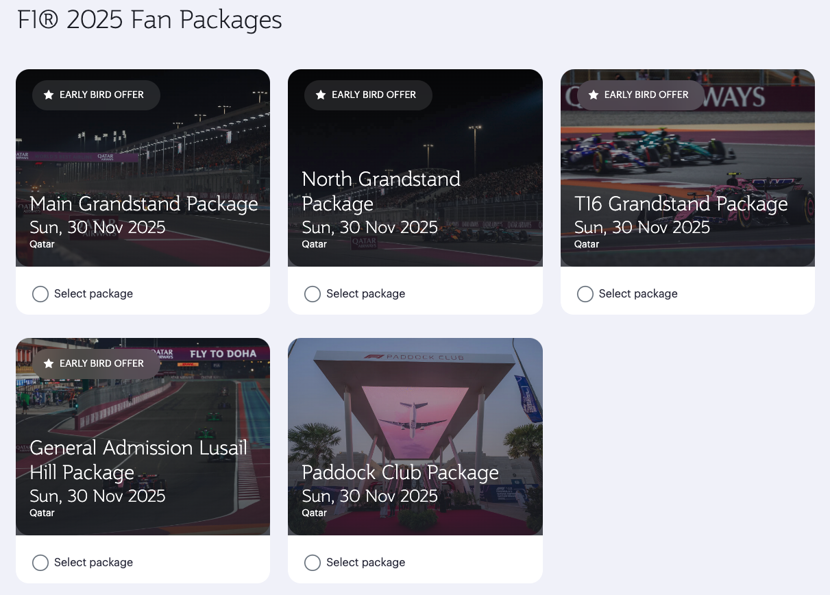 Qatar Formula 1 packages 10 discount