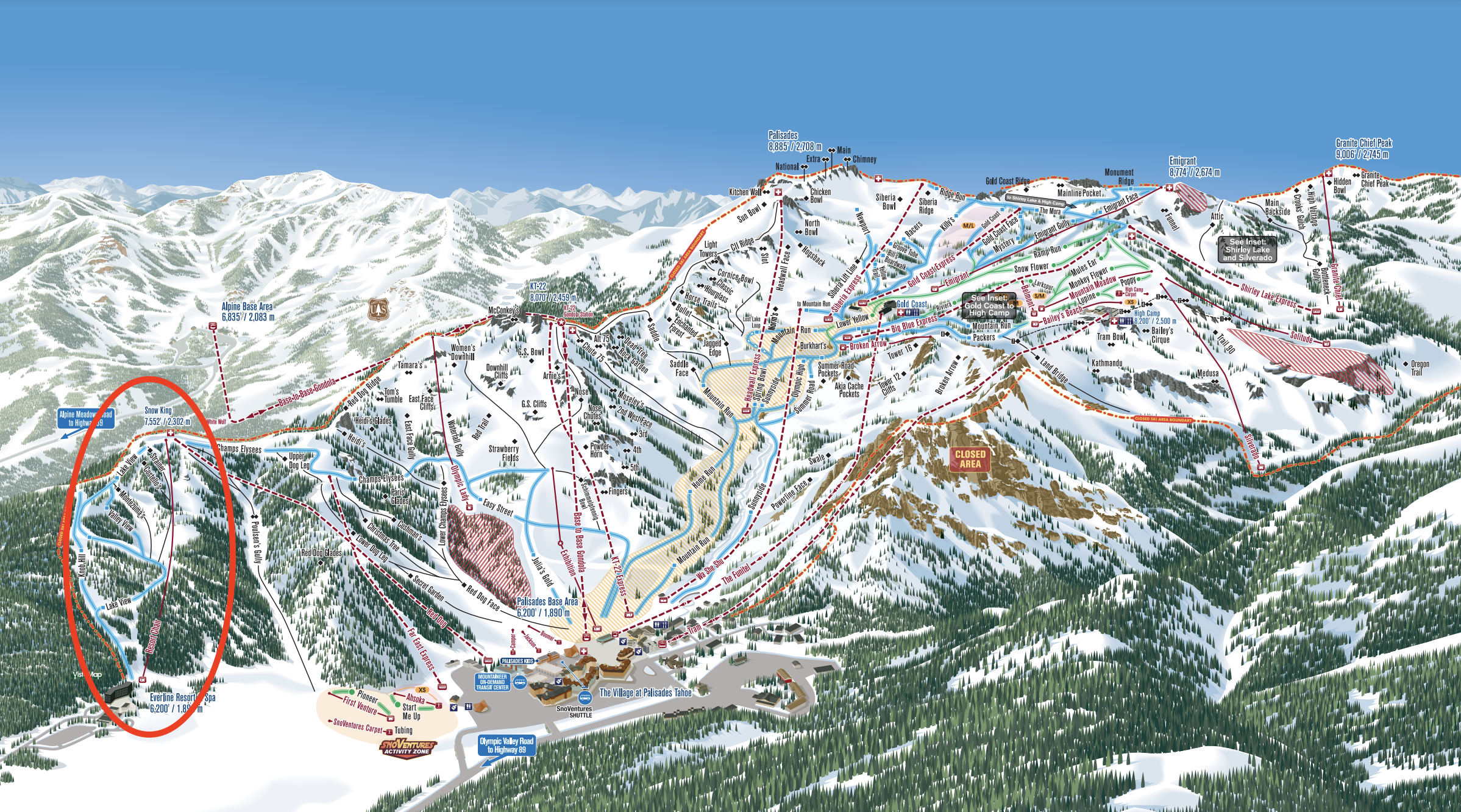 Resort Chair on Palisades Tahoe map Everline Resort