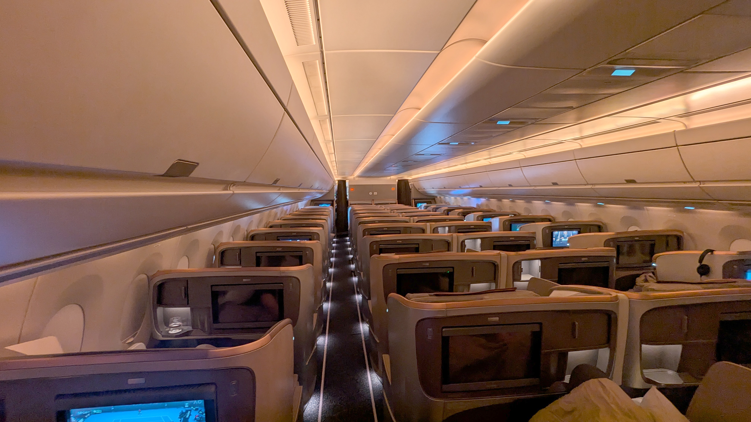 Singapore Airlines A350ULR business class aft cabin